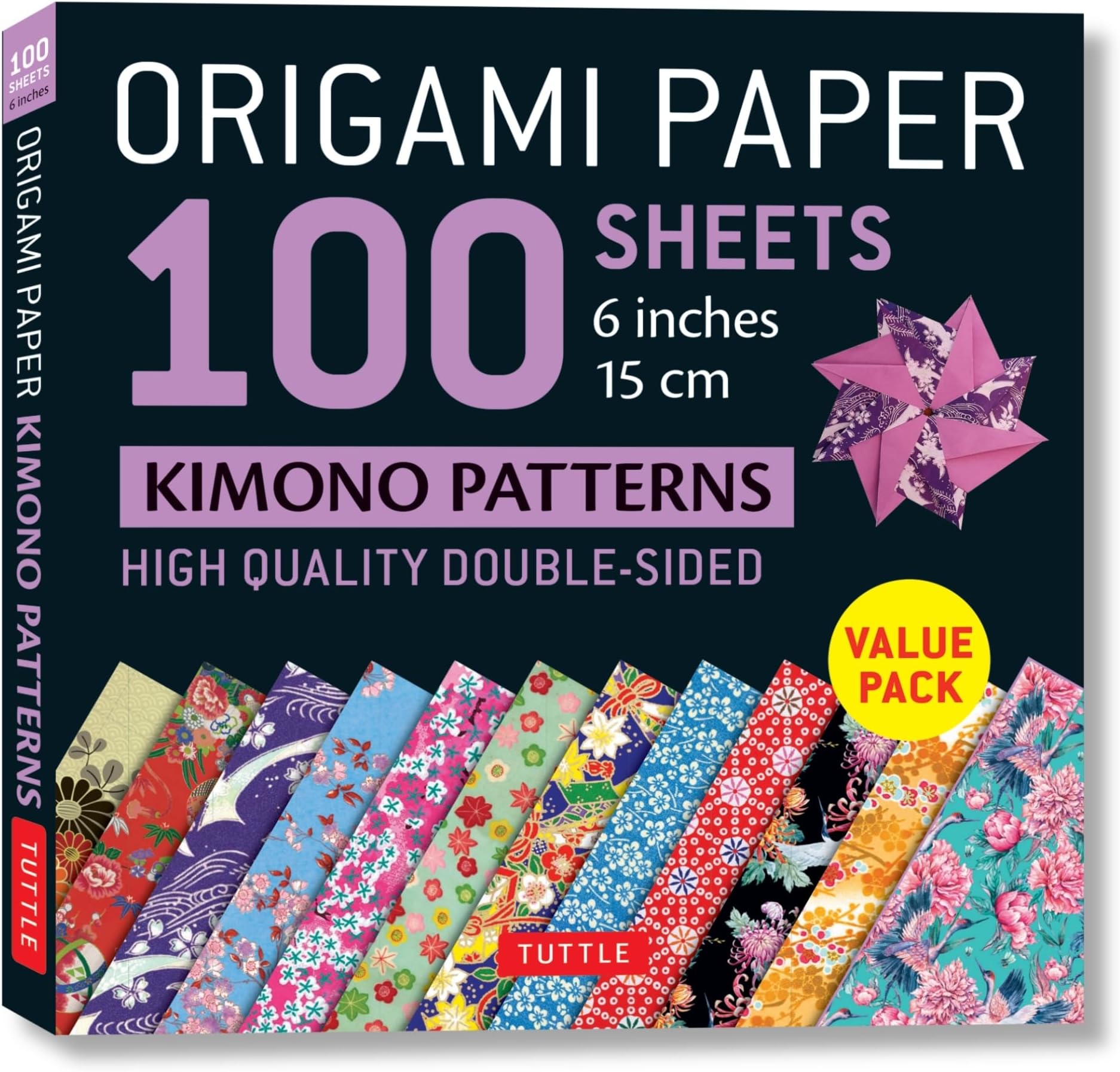 Origami Paper 100 sheets Kimono Patterns 6" (15 cm): Double-Sided Origami Sheets Printed with 12 Different Patterns (Instructions for 6 Projects Included)