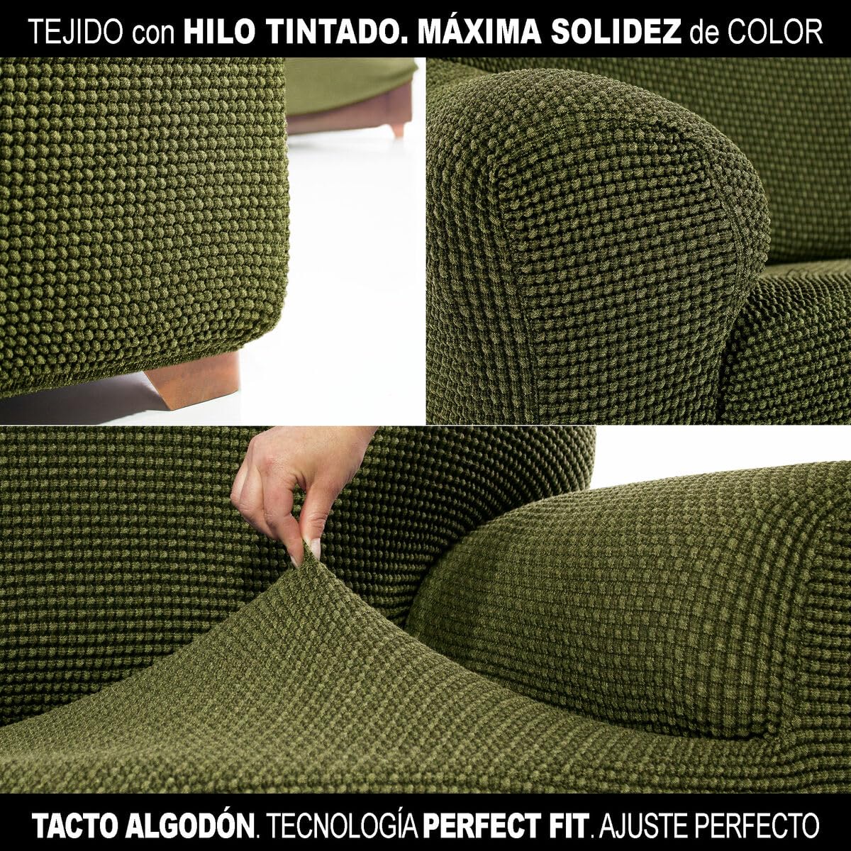 SOFASKINS® Fodera per poltrona a 1 posto, copridivano super elastico, fodera per divano dal design esclusivo, traspirante e resistente, facile da posizionare. Misura 70-110 cm. Colore verde