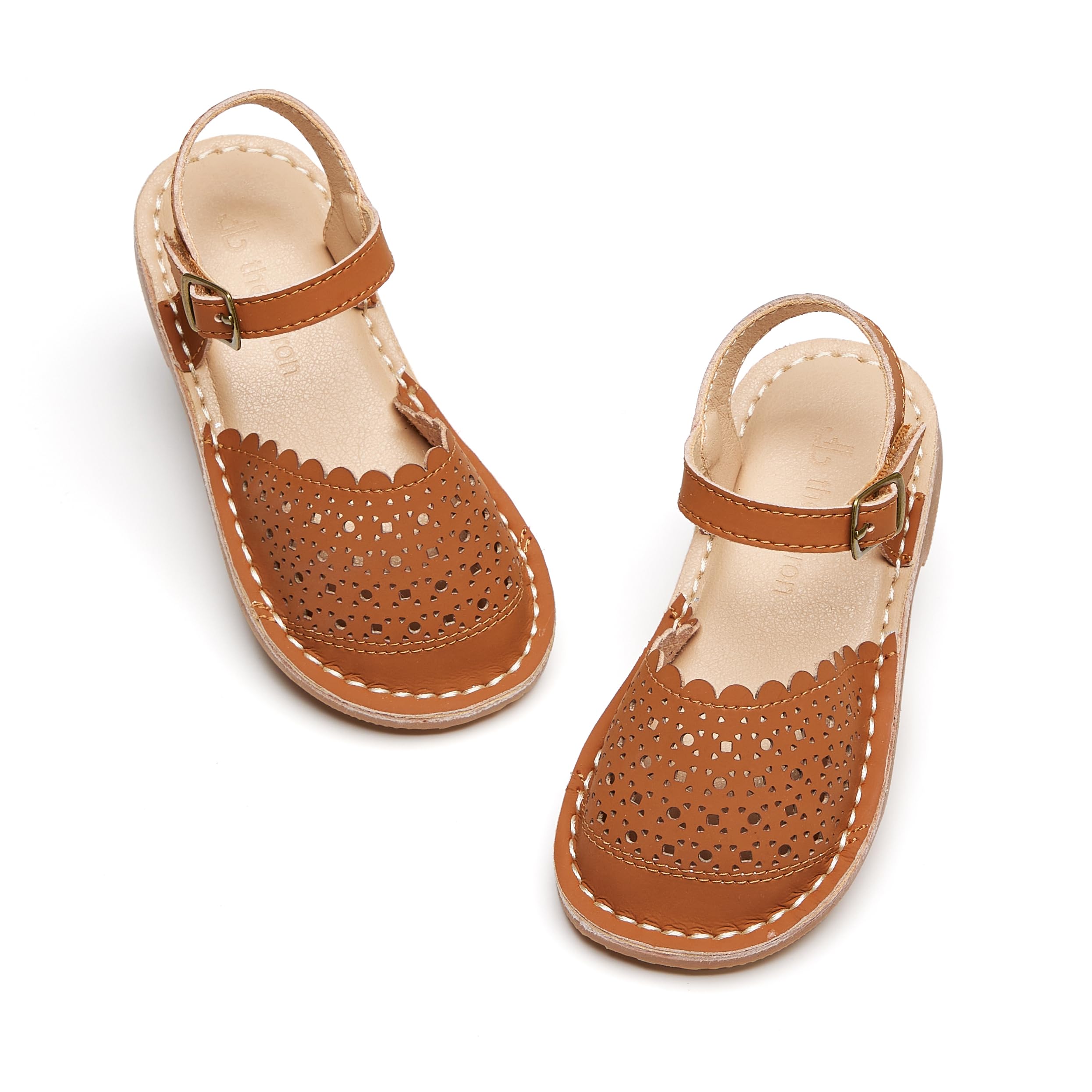 THEE BRON Toddler Girls Espadrilles Sandals Hollow Out Rustic Dress Shoes