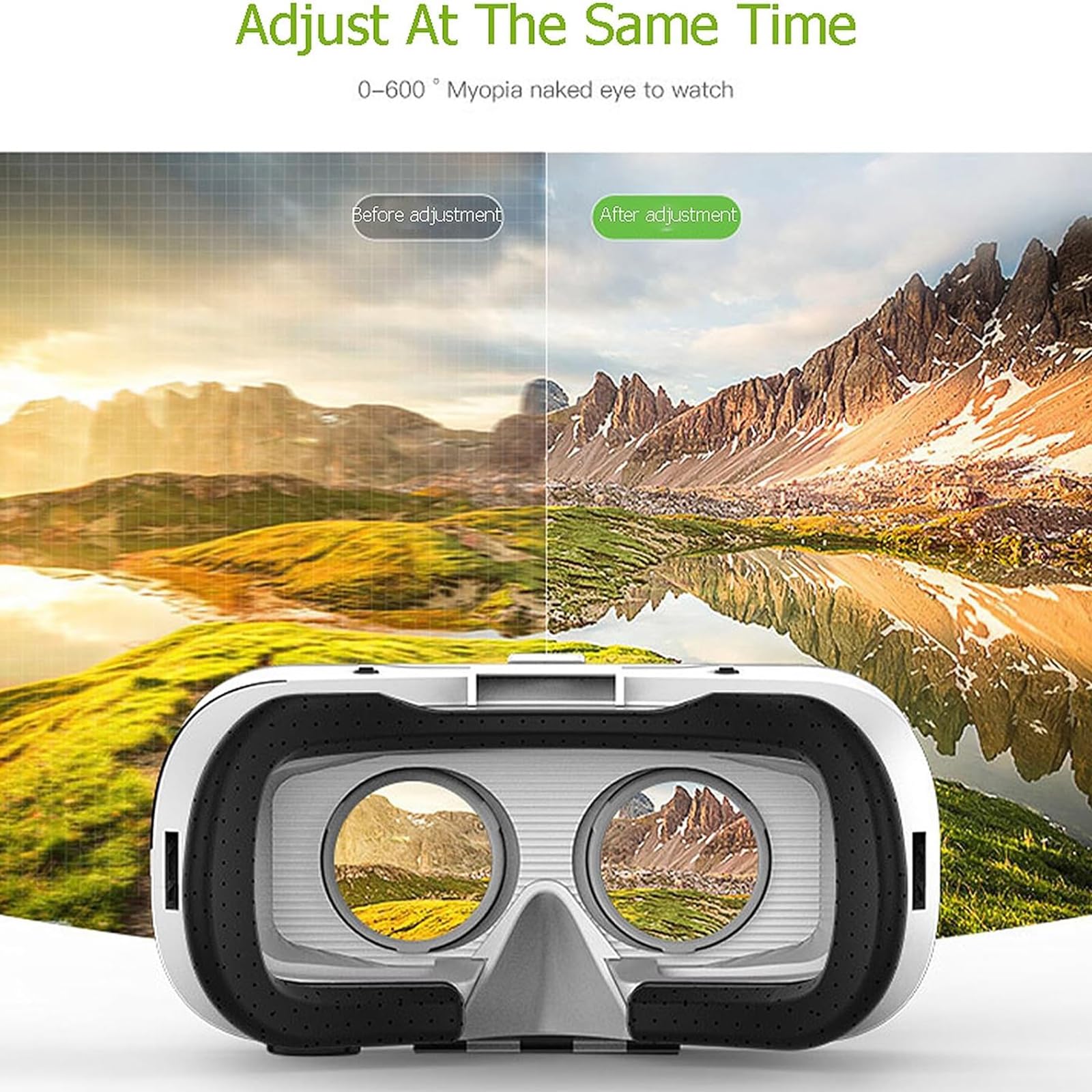 Okulary VR (regulowana Odległość Między Źrenicami) + Nadające Się Do Noszenia Okulary Dla Krótkowzroczności, Kompatybilny Telefon 4,7–6 Cali, Szeroki Kąt Widzenia (FOV110°),White