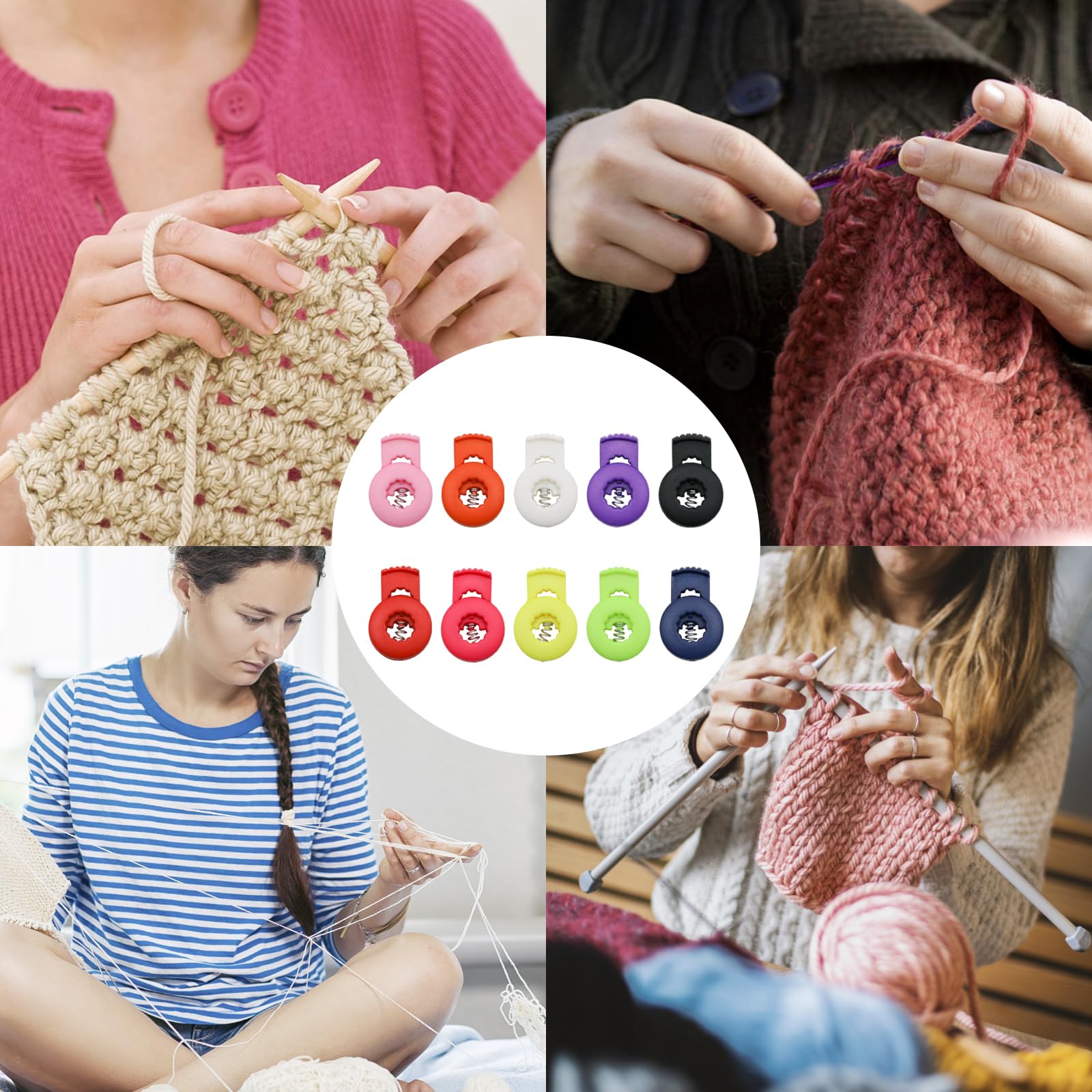 20 Stück federbelastete Kunststoff-Handschuhschlösser, 10 Farben, Baseball-Handschuh-Clip-Zubehör, Stricknadelstopper zum Schnüren, Kordelstopper für Taschen, Schuhe, 2,7 x 1,8 cm