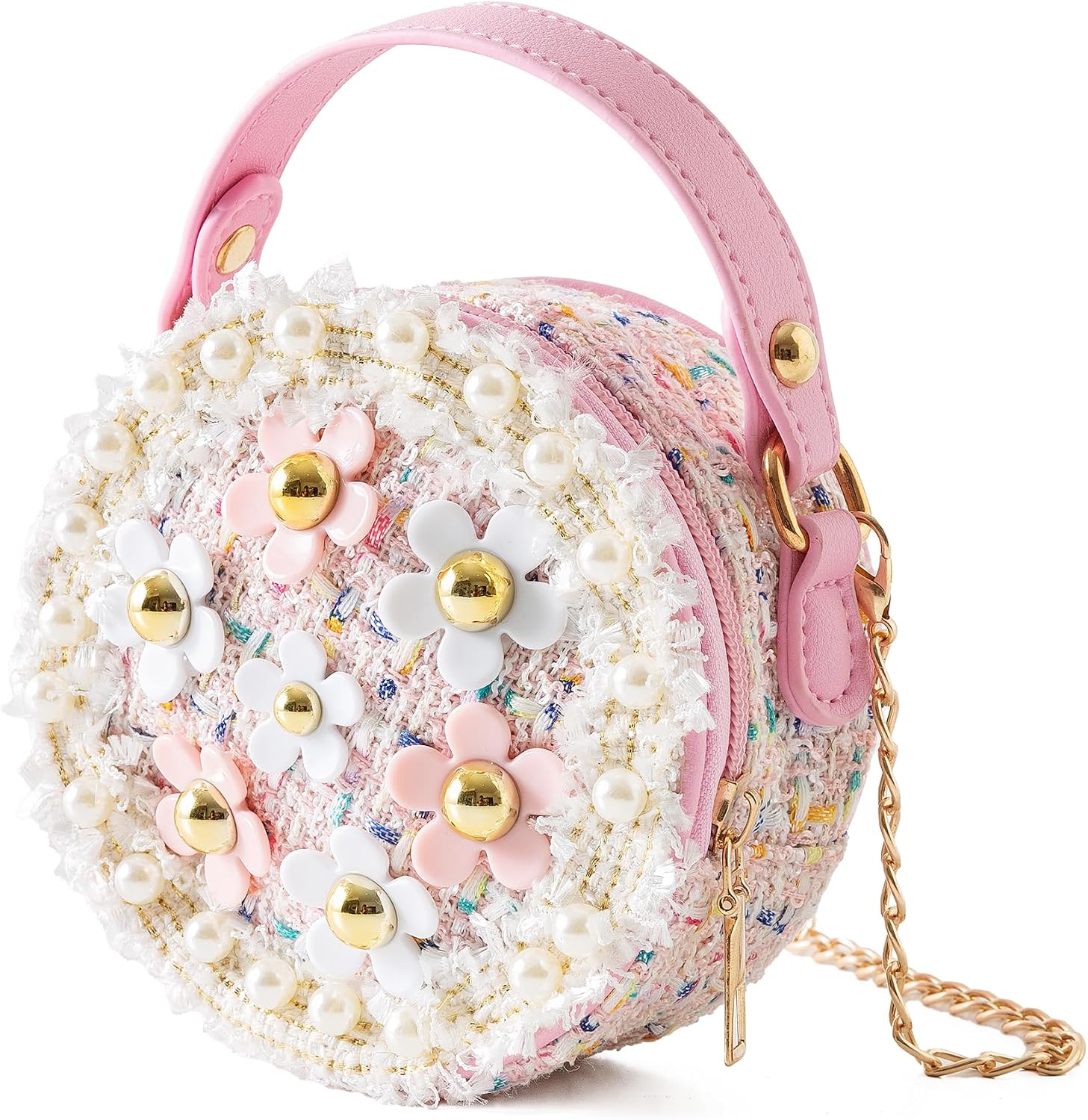 Jastore Little Kids Girls Toddler Crossbody Purse with Flowers Mini Cute Princess Handbags Shoulder Chain Bag