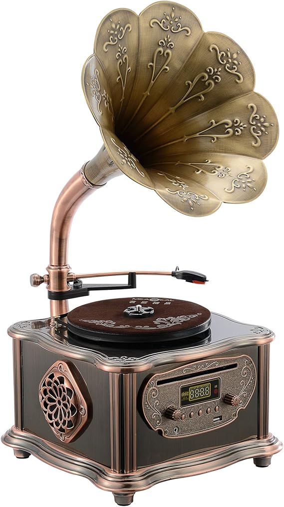 Bronze Vintage Classic Retro Antique Phonograph Gramophone