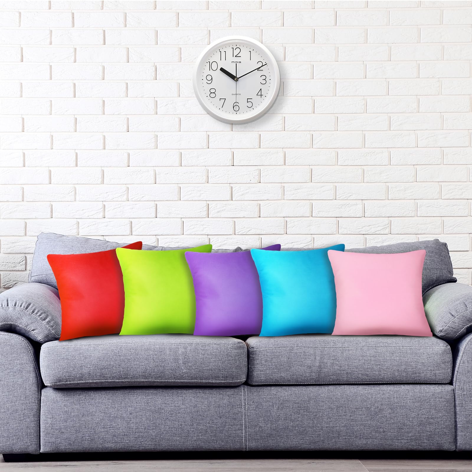 8Pcs 18 x 18 Inch Decorative Throw Pillow Covers Rainbow Mix Color Pillow Cases Colorful Square Cushion Covers with Hidden Zipper for Couch Sofa Bedroom Patio Balcony,Linen Material(Covers Only) 4