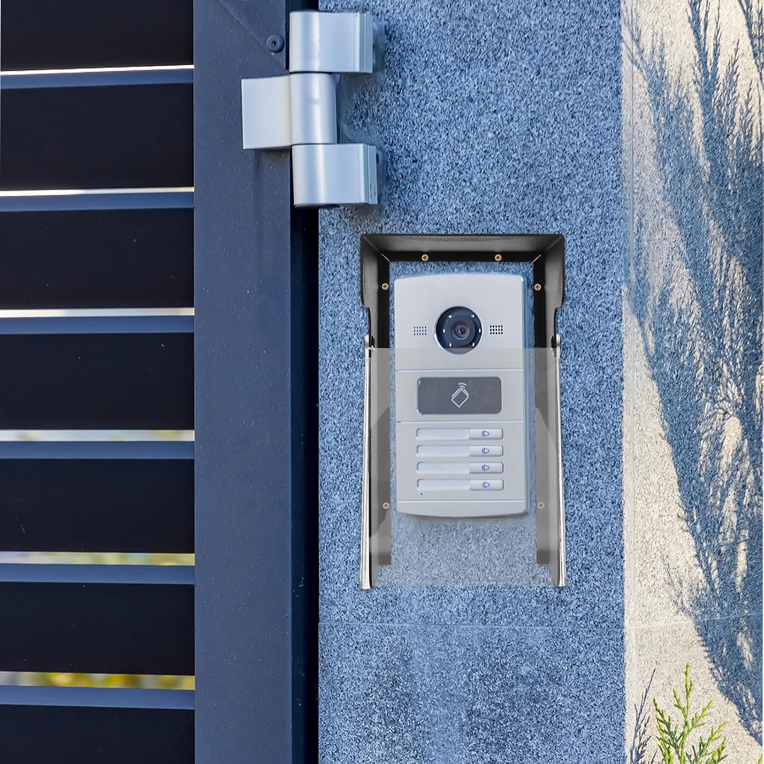 HEMOTON Weatherproof Doorbell Cover for Video Intercoms and Access Control Systems, Metal and Acrylic Protective Shield with Rain Shield, Wall Mount Setup for Commercial Business Setting