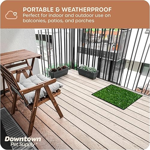 Miniatura 6 de Downtown Pet Supply Almohadilla de césped para perros con bandeja, 16 x 20 pulgadas, sistema de orinal para exteriores e interiores para perros con