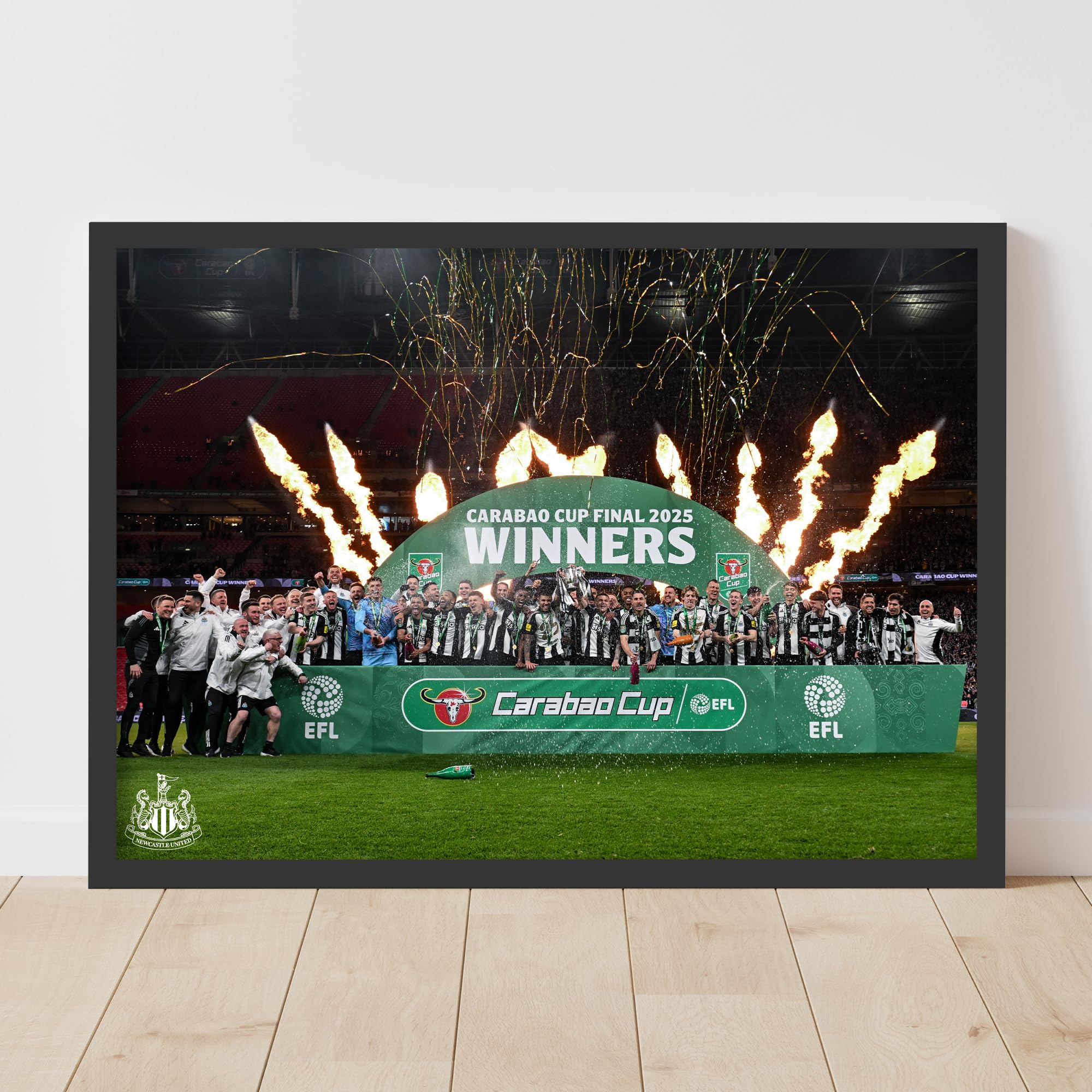 Themed Newcastle United Cup Winners Print - Team Celebration with Flames (29.7cm x 42cm - A3)