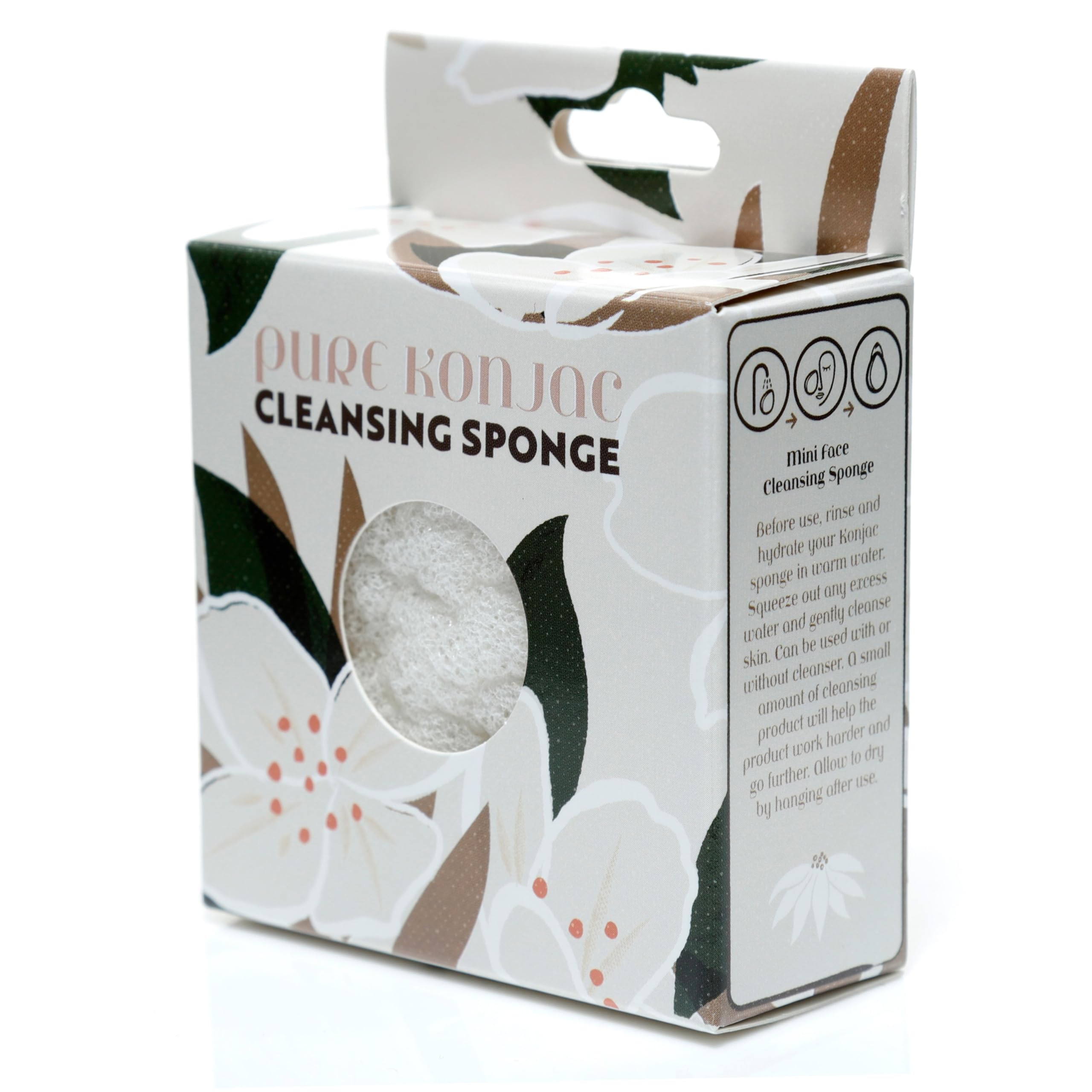 Eponge Nettoyante Konjac Pure Florens Jasminum - Fleurs de Jasmin