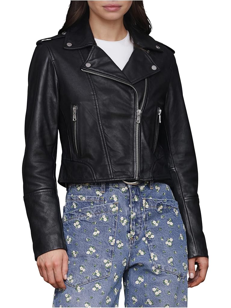 Black Avec Les Filles Leather Biker Jacket