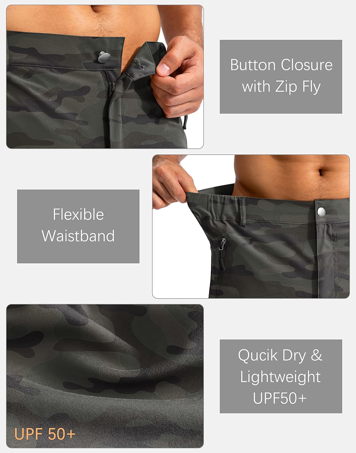 Pudolla Men's Hiking Cargo Shorts 9"/7" Lightweight Outdoor Shorts for Men Travel Golf Camping Casual with 5 Zipper Pockets - Image 5