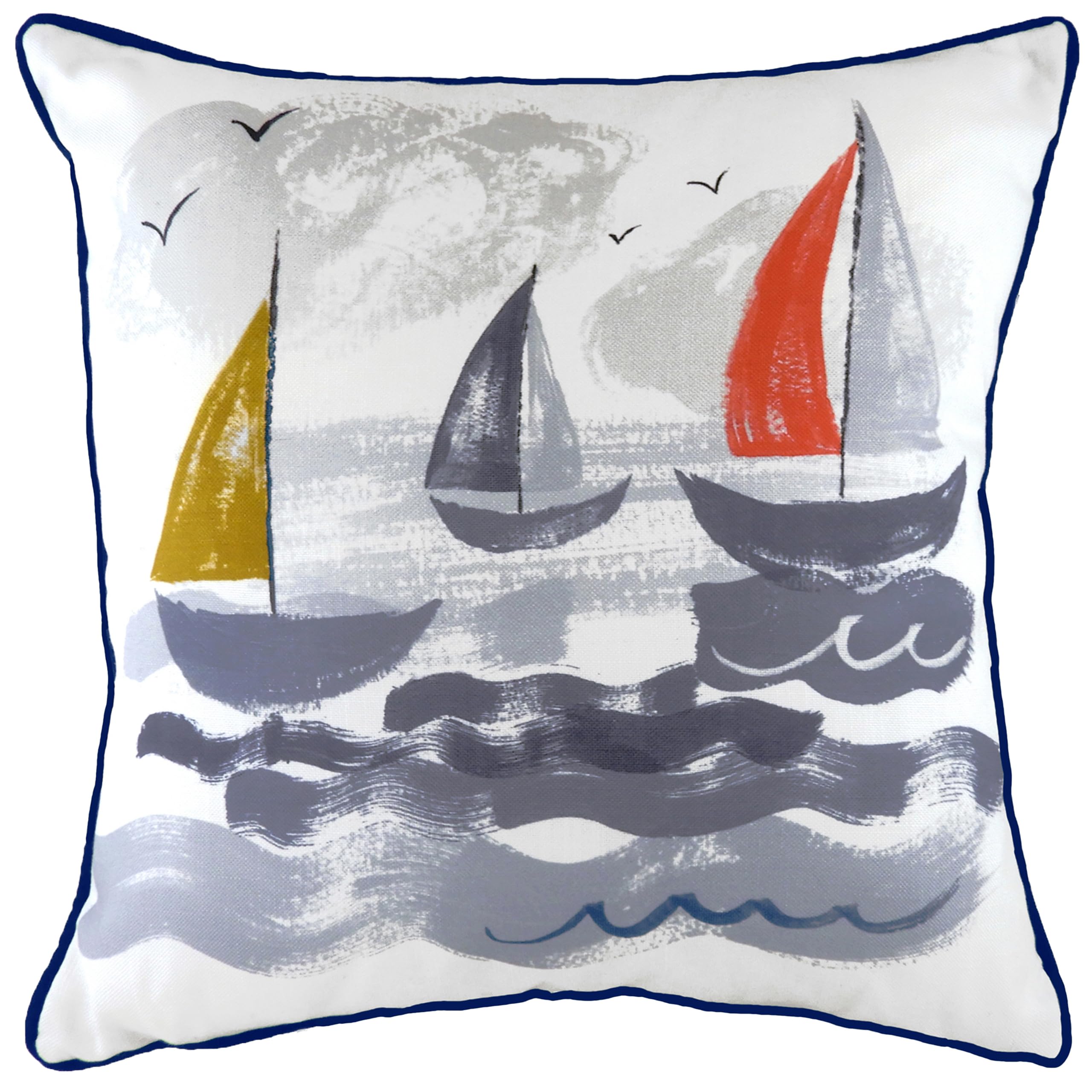 Evans Lichfield Nautical Sailboats Piped Feather Rich Filled Cushion