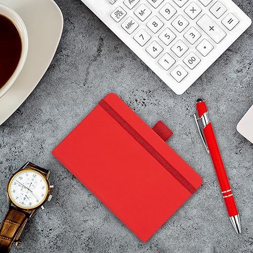 Miniatura 7 de Paquete de 2 cuadernos de bolsillo rayados con bolígrafo, cuaderno de tapa dura A6, mini bloc de notas de 3.7 x 5.5 pulgadas, papel grueso de 3.53