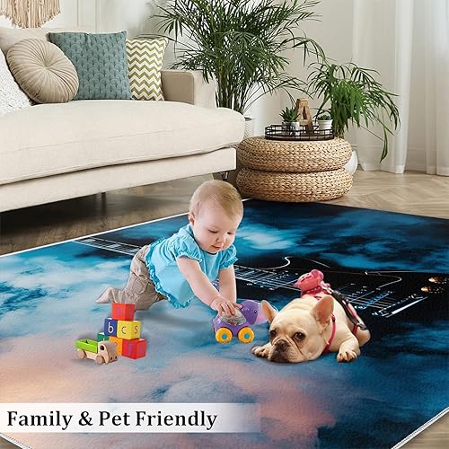 Miniatura 78 de Alfombra de instrumentos musicales – Alfombras de 4 x 5 pies para sala de estar, alfombra de área musical, alfombra de área musical, alfombra