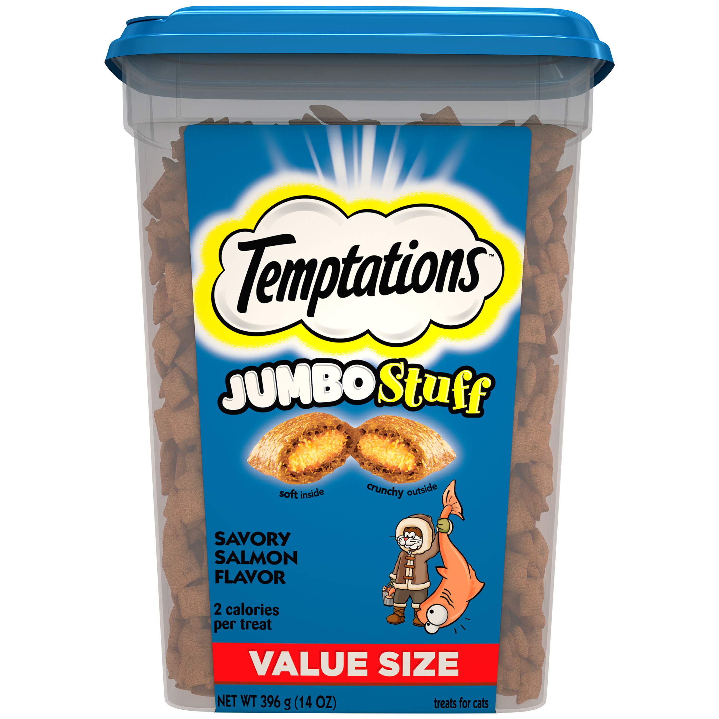 TEMPTATIONS Jumbo Stuff Crunchy and Soft Cat Treats, 14 oz. Tub