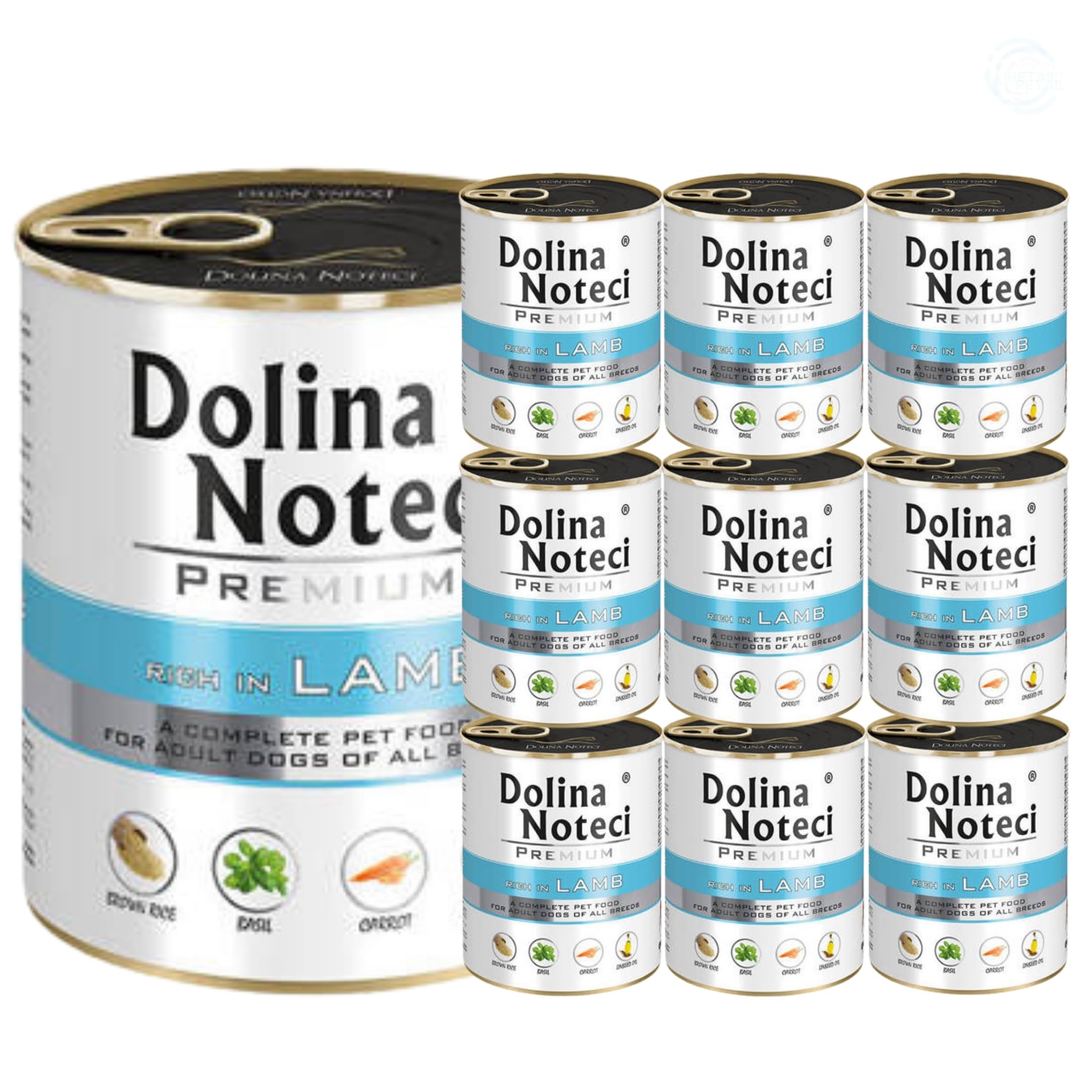 Dolina Noteci Premium Adult Wet Dog Food with Lamb, Complete Dog Food, Gluten-Free (10x800g)