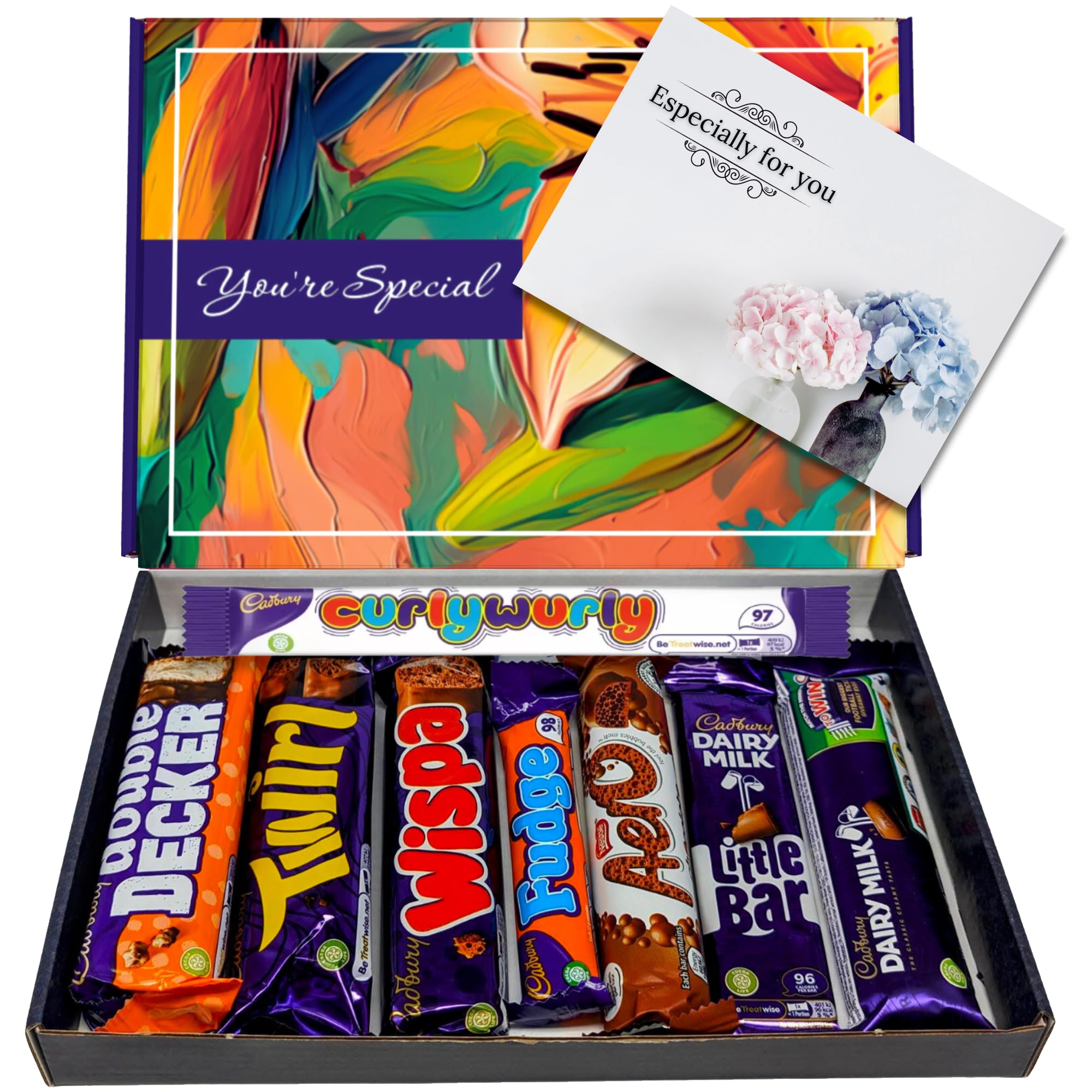 Chocolate Gift Box - 8 Full Sized Bars - Perfect Letterbox Gift Hamper - Mix Of Chocolate Bars For Kids - Him and Her (Flourish All Occasions)
