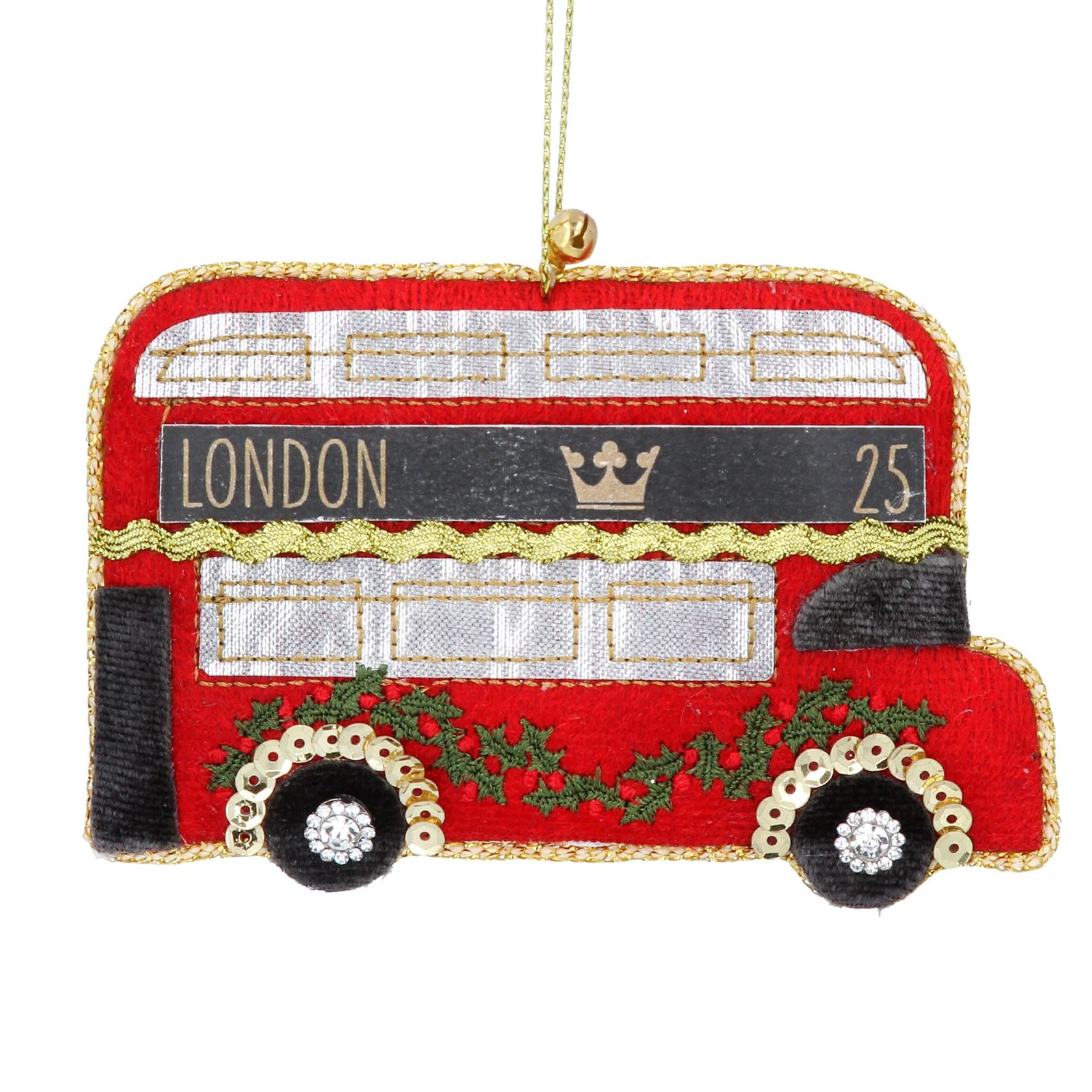 Gisela GrahamFabric London Bus Christmas Tree Decoration, Multicolor, 10.5 x 7