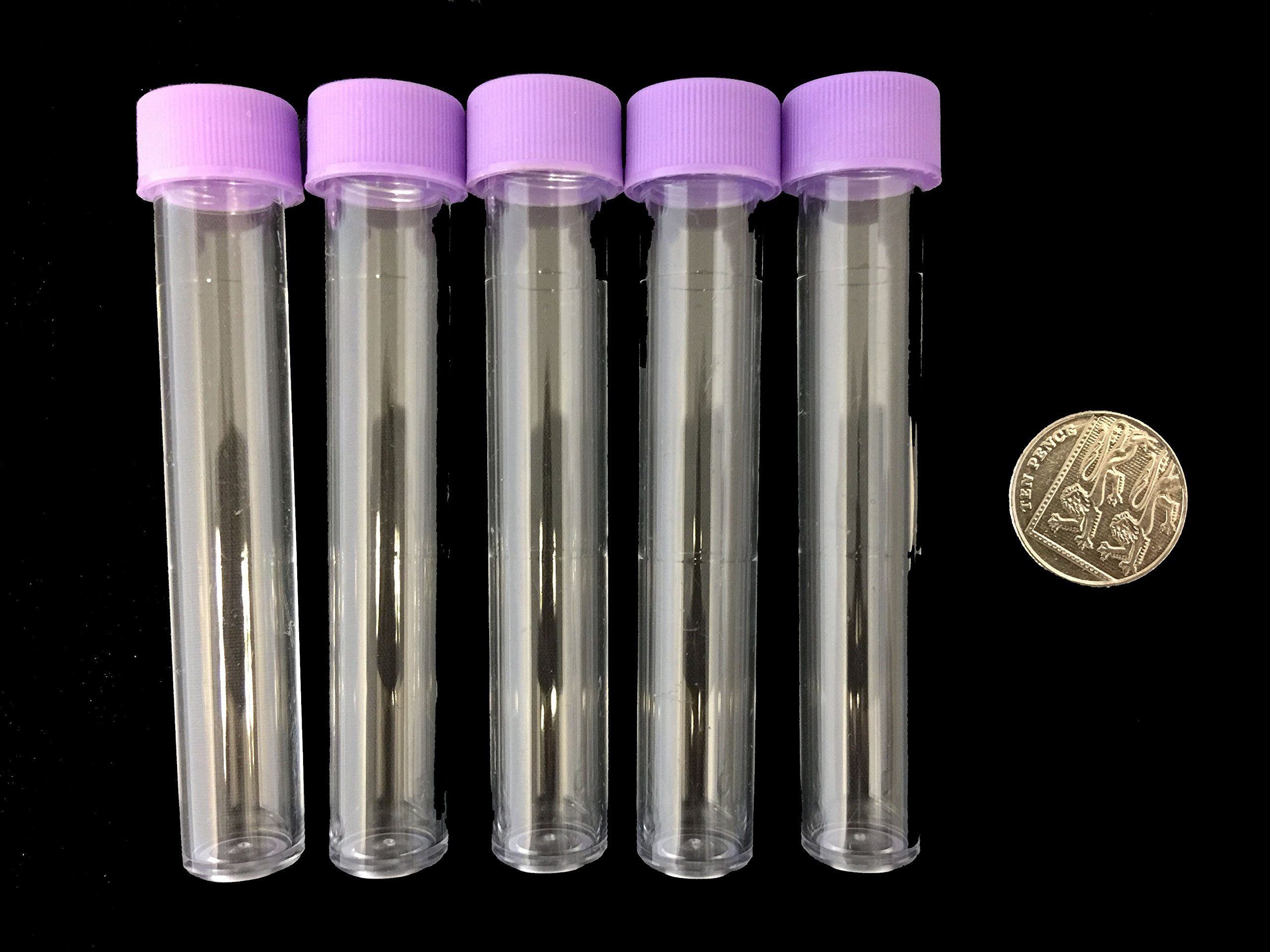 10ml Plastic Test Tubes vials Sample containers Powder Craft with Purple Screw caps (20)