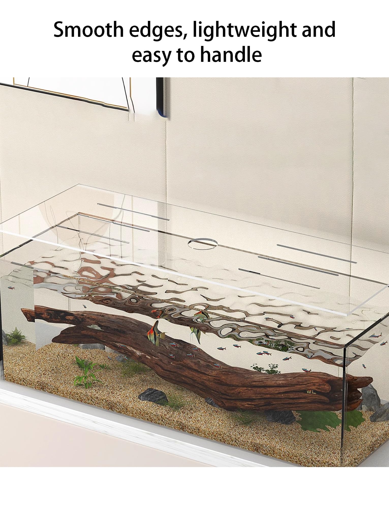 Générique Couvercle d'aquarium, Couvercle supérieur d'aquarium, Bords Lisses, Couvercle de réservoir avec Trous d'alimentation, for Reptiles et Aquarium(28x7.9 inches)