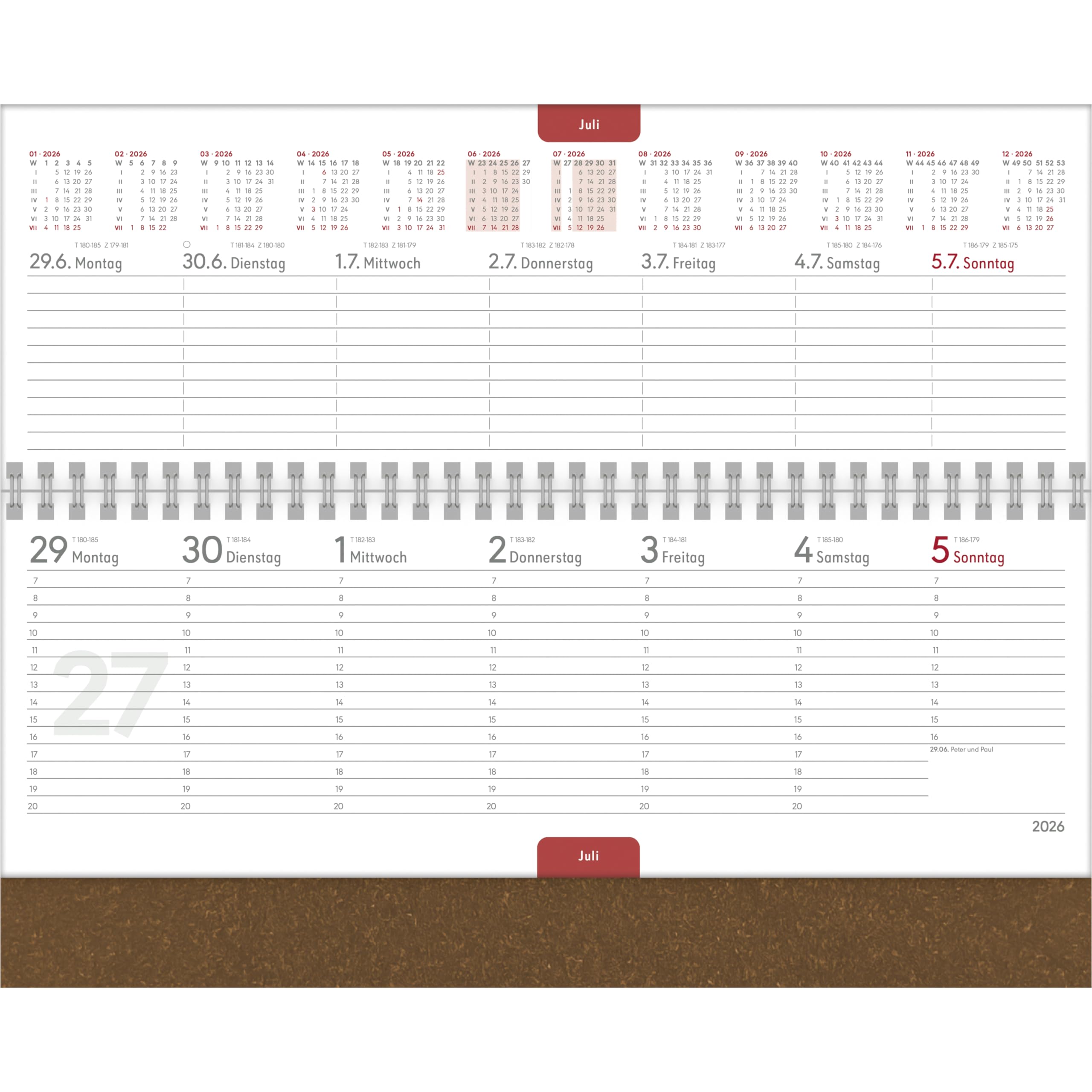 Simplex Tisch-Querkalender Colors 29 x 10.5 cm, 2026, Grün