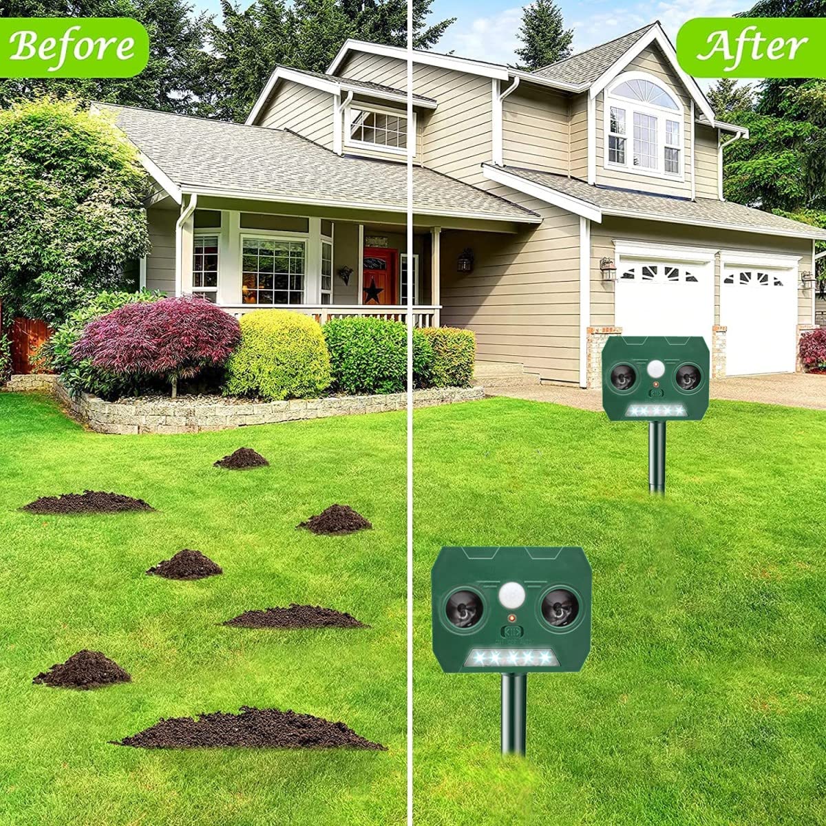 Repelente Gatos, Solar Ultrasónico Repelente para Gatos IP65 Impermeable, Repelente Ultrasónico Animales Solar, Repelente de Animales al Aire Libre para Gatos, Ratas, Perros, Aves, Zorros