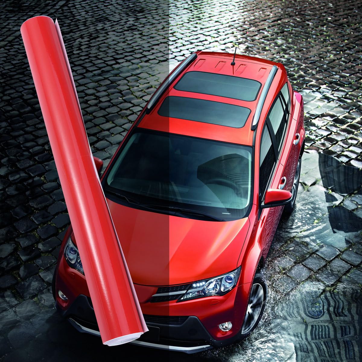 Impermeabile Wrap Auto PVC Bolla Lucido Avvolgere Rotolo Auto Adesivo Pellicola Adesivo per Auto Veicolo Decorazione 30X152 Cm (Giallo