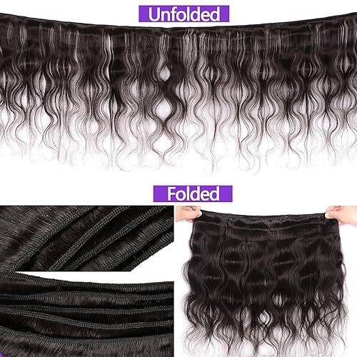 Miniatura 3 de 3 manojos de cabello humano brasileño ondulado, 100% sin procesar, extensiones de cabello humano virgen brasileño, color natural (18 20 22)