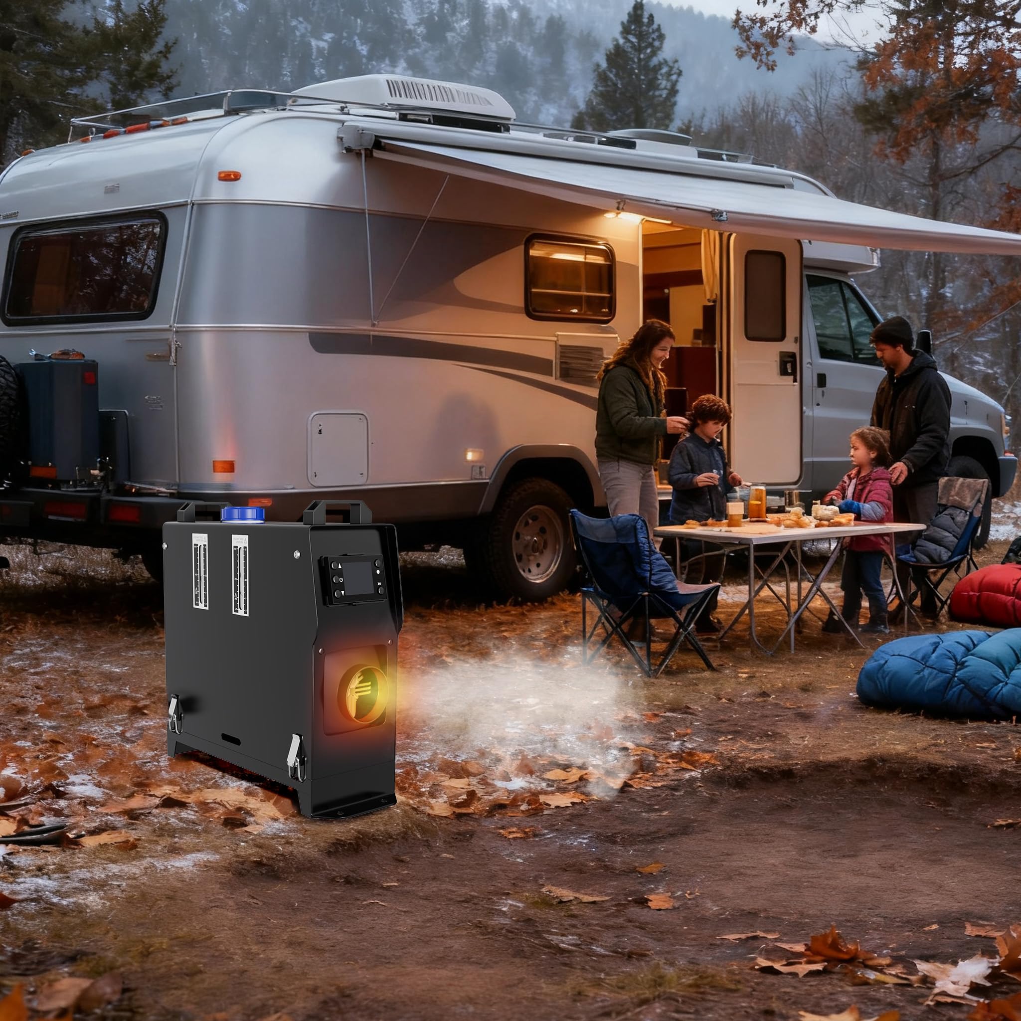 Chauffage auxiliaire 8 kW 12 V - Chauffage diesel - Chauffage diesel - Avec télécommande et écran LCD - Pour voiture, camion, camping-car - Noir et noir - LCD