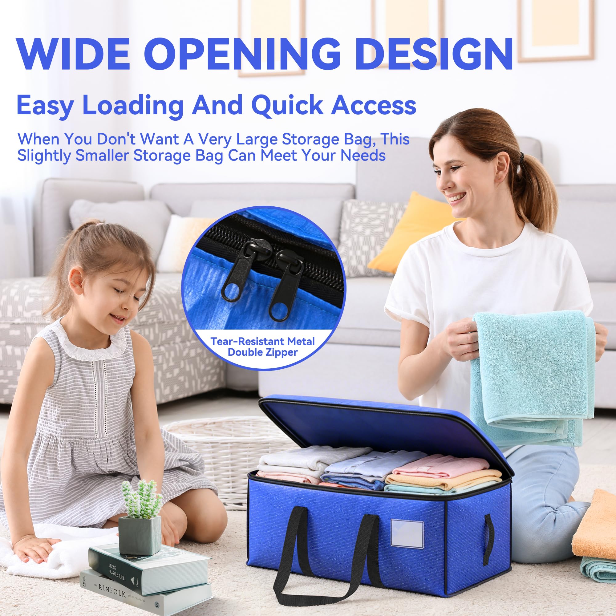 4pcs Große Aufbewahrungstasche 72L-95L Heavy-Duty Umzugstaschen Faltbare Umzugskartons mit Reißverschluss Griff,Organizer Moving Bags für Umzug,Storage Bag für Bettdecken Kleidung Bettwäsche