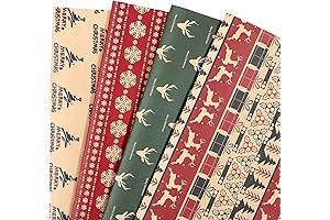 PlandRichW Paper Source Christmas Wrapping Paper with Festive Greetings and Whimsical Christmas Imagery