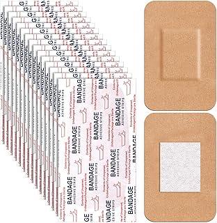 Marsui 60 Pcs Large Adhesive Bandages 2 x 3 Inch Wound Care Supplies Fabric Adhesive Strip Patch Waterproof Fabric Flexible Bandage Wrap Gauze Pads for Skin Care and Protect Wounds
