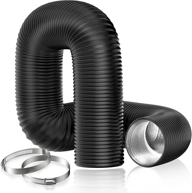 Hon&Guan Aluminium PVC Ventilation Air Ducting 150mm - Flexible Vent Hose Pipe for Extractor Fan, Hydroponics(ø150mm*5m,Black)