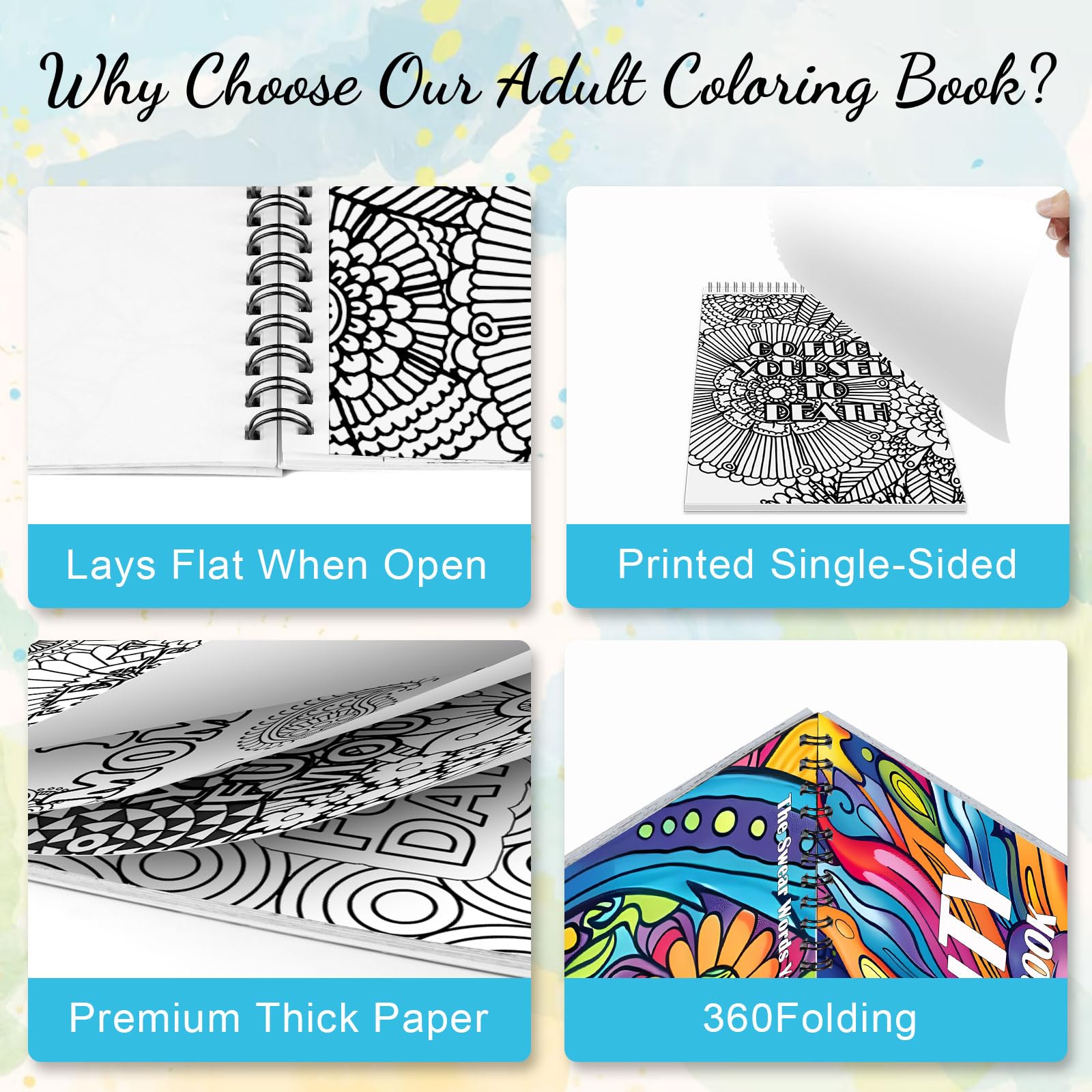 Libros para colorear para mujer, libro para colorear para adultos, página encuadernada en espiral, diseño de una cara, regalos para artes y manualidades para mujeres para relajarse, ansiedad y