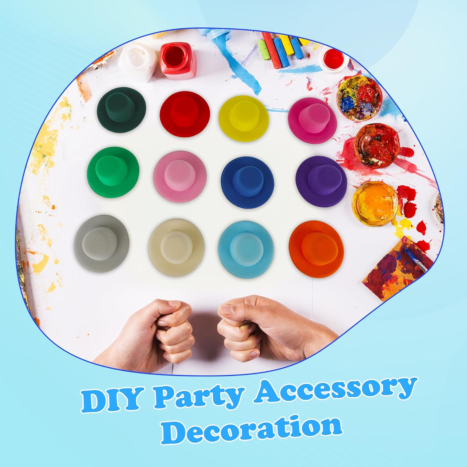 16 Pcs 3.9" Mini Formal Hats Miniature Top Hat Small Doll Fedoras for DIY Crafts Hair Accessories Decorate (Color Set 1)