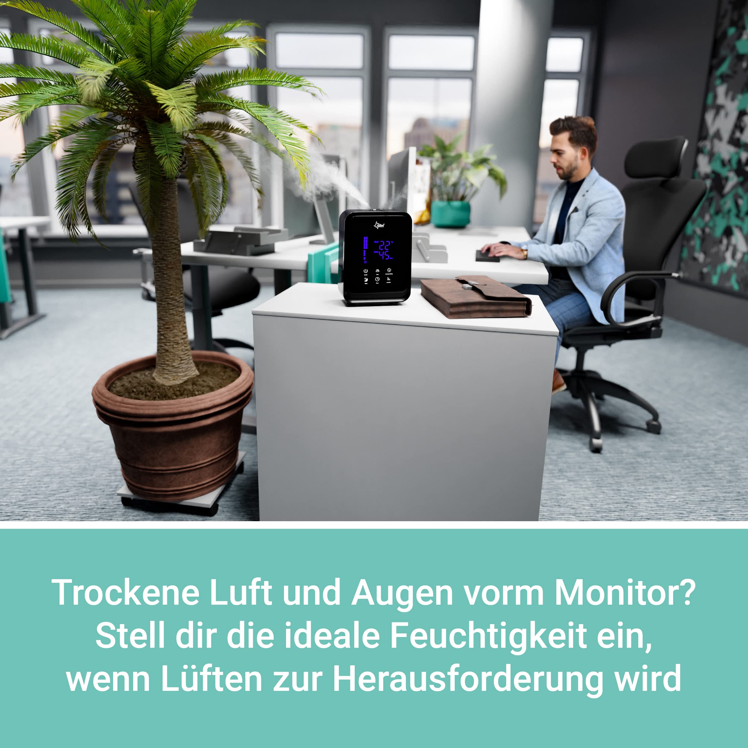 SUNTEC Ultraschall Luftbefeuchter Monsun 6000 black | Aroma Diffuser mit 4,5 l Wasser Tank | Raumbefeuchter bis ca 50 m2 | Vernebler mit 3 Nebelstufen und Timer | besonders leise