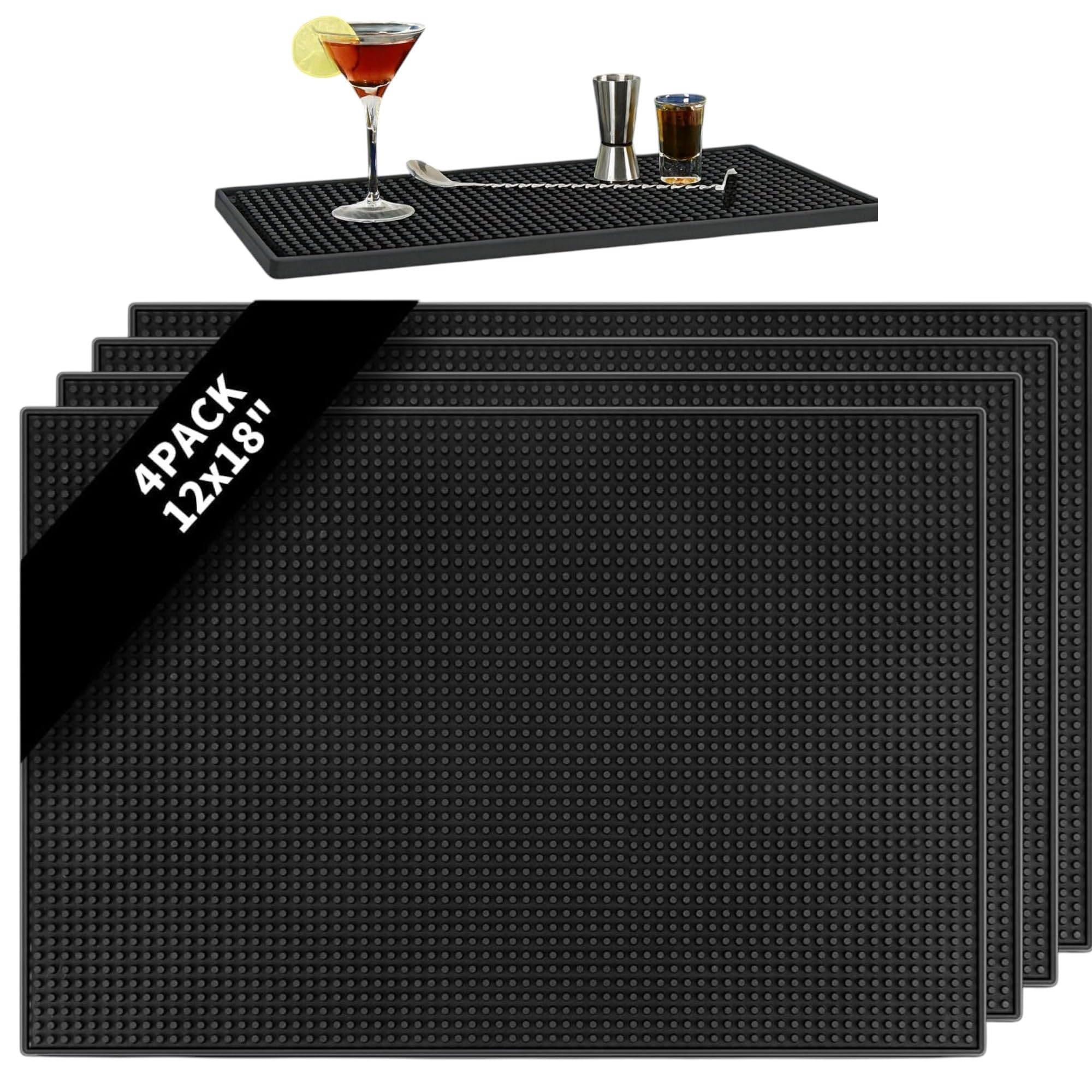 THW® (3400gm Approx) PVC Rubber Bar Service Mat Spill Mat for Counter Top, Non Slip - 18" x 12" (Pack of 4 Pieces)-image-15