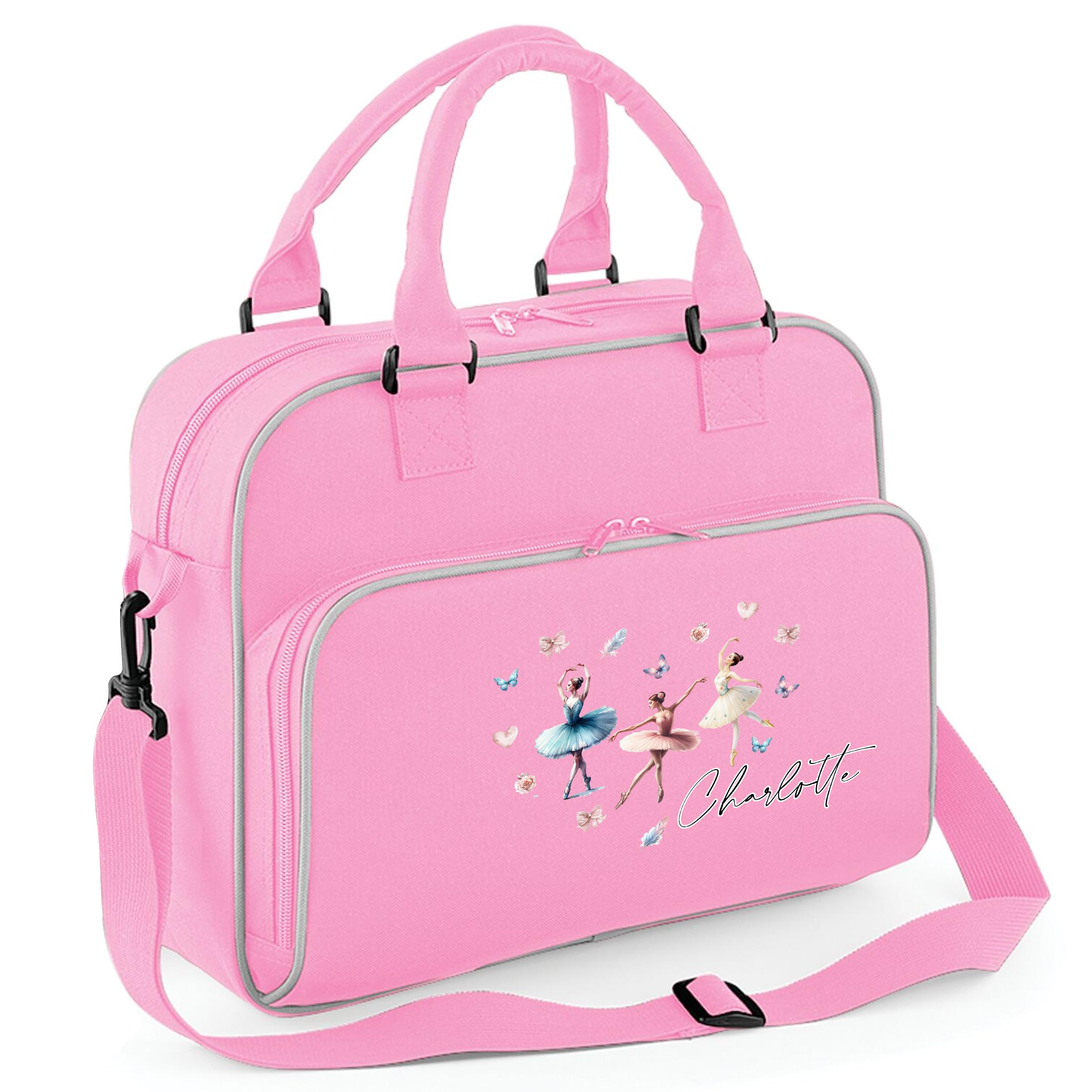 Personalised Ballerina Heart Junior Dance Bag Girls Ballet School Dancing Class Custom Name Kit Bag Kids, One Size, Light Pink โ image 1