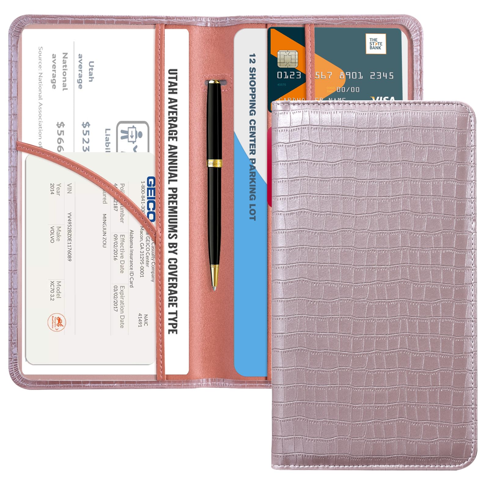 CoBak Car Registration and Insurance Holder | Vehicle Glove Box Organizer, Auto Truck Compartment Document Case with Magnetic Closure for Insurance &amp; Driver License