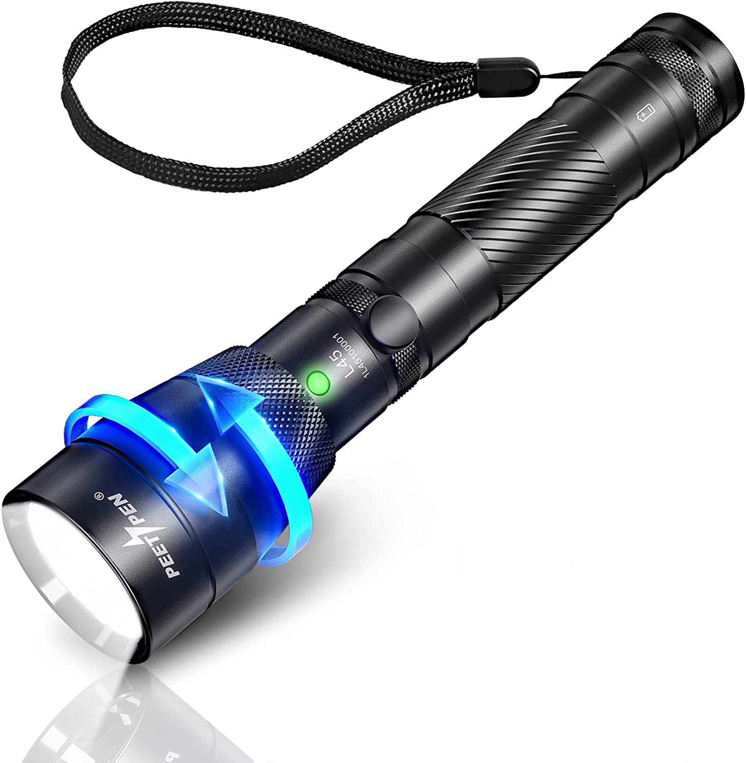 BINWO Torcia a LED, 2000 lumen, con 5 modalità di luce, zoomabile, impermeabile, per campeggio, escursionismo, attività all'aperto, pesca, emergenze
