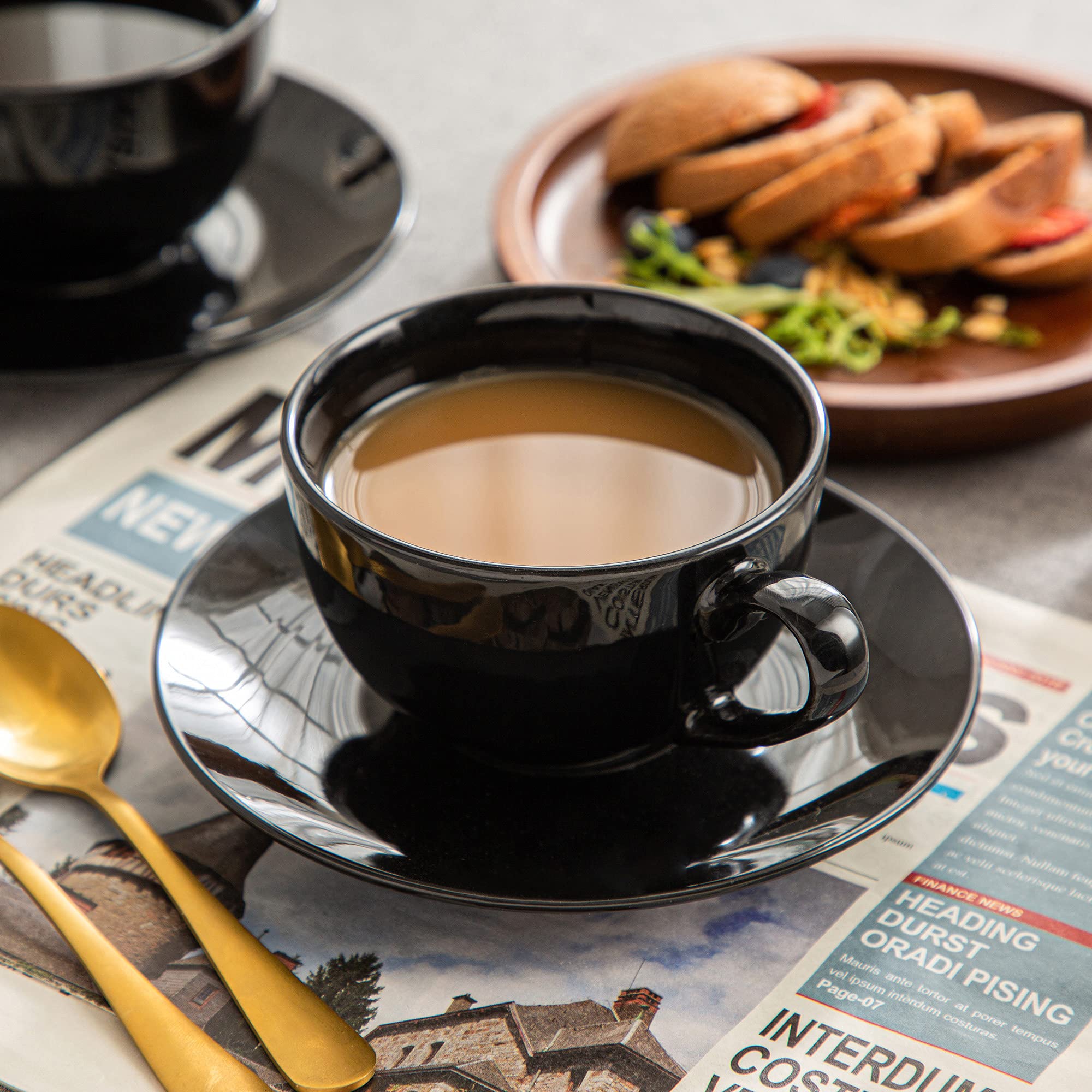 Lovecasa, serie dulce, té de porcelana para 6 personas, taza de capuchino, 230 ml + platillo