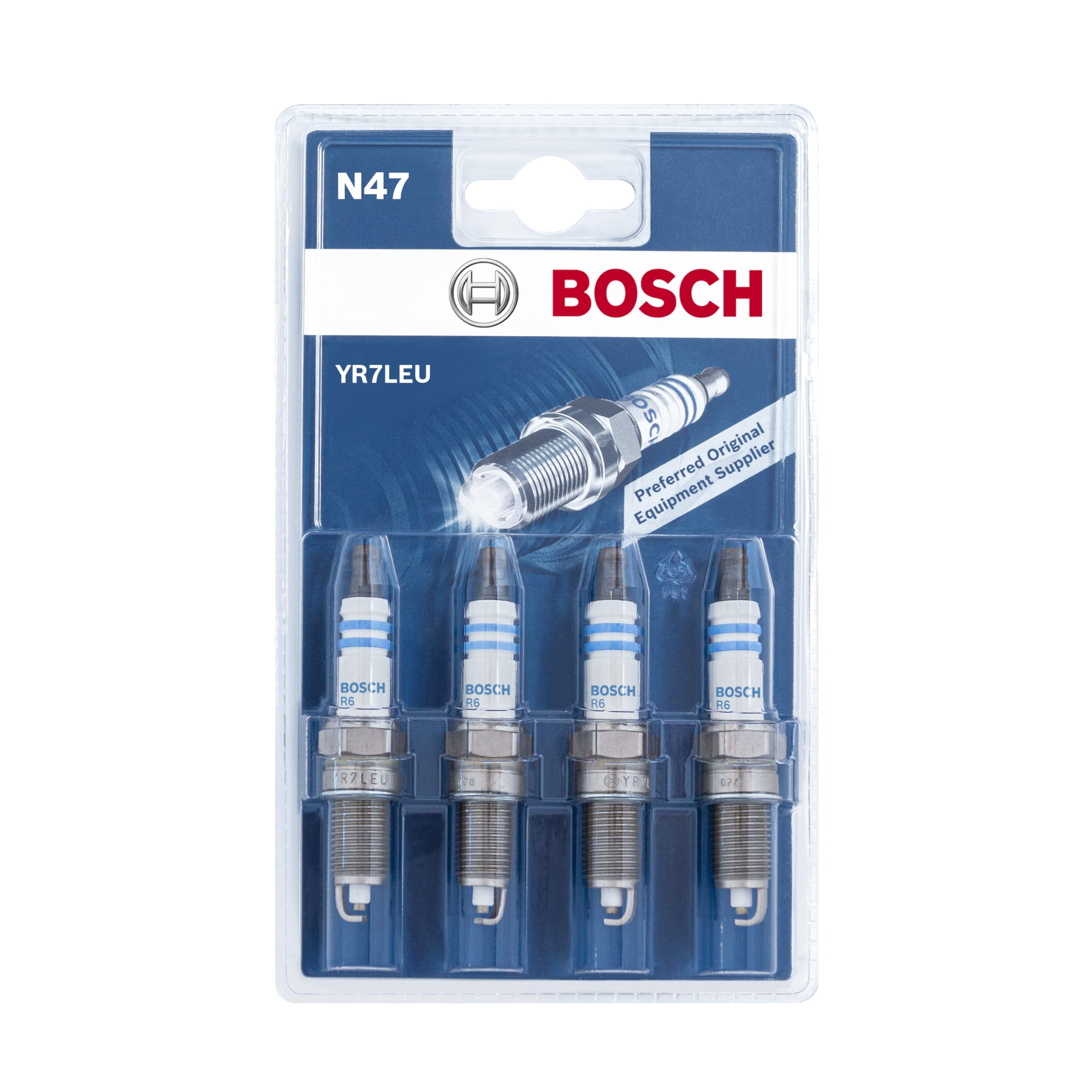 Bosch Bosch 0242135813 (N47), Spark Plug Set of 4 - for a Reliable Gasoline Engine Start and Long Service Life - with Robust Design