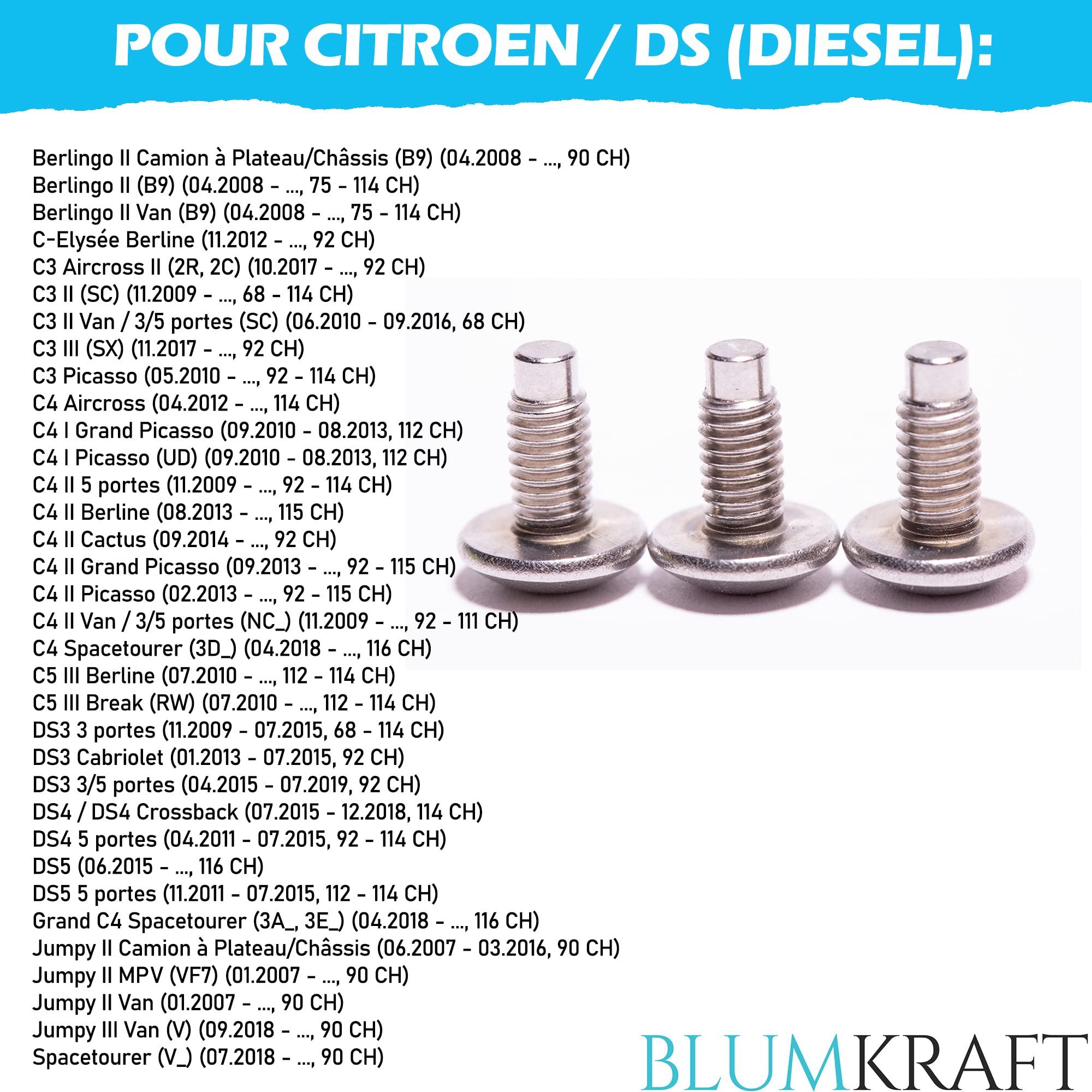 Lot De 10 Vis De Retenue Universelles Pour Filtre à Air, 34 Mm X 5 Mm