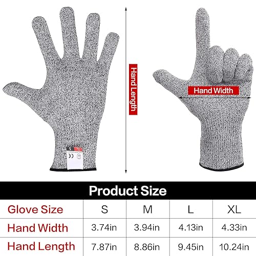 Miniatura 2 de Guantes resistentes a cortes, guantes de seguridad de grado alimenticio, guantes de cocina anti cortes para cortes, guantes de trabajo de corte a