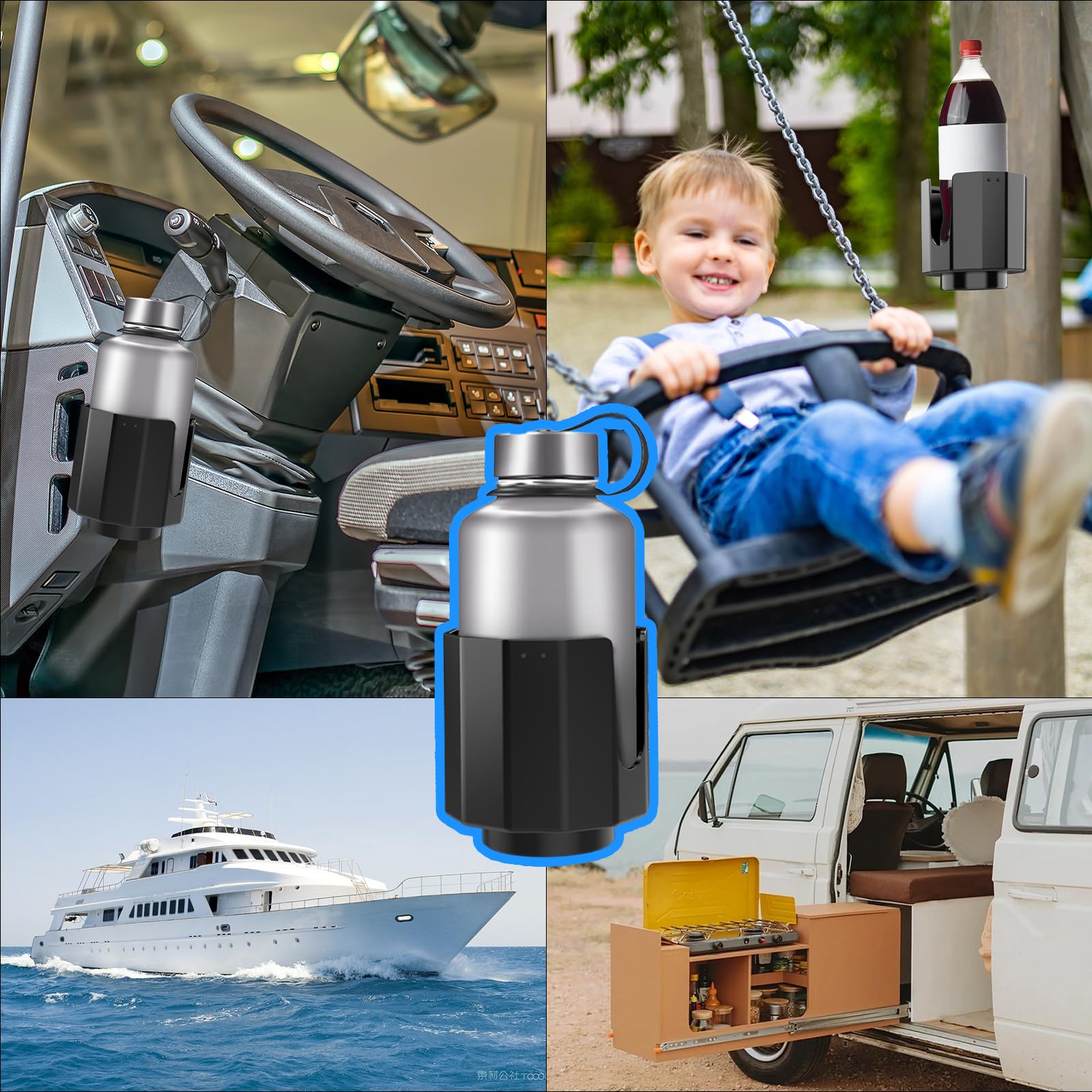 Adjustable Boat Cup Drink Holder. Universal Multi Size Cup and Mug Holder. Extra Cup Holders for RVs, Trucks, Cars, Vans, Boats, and More