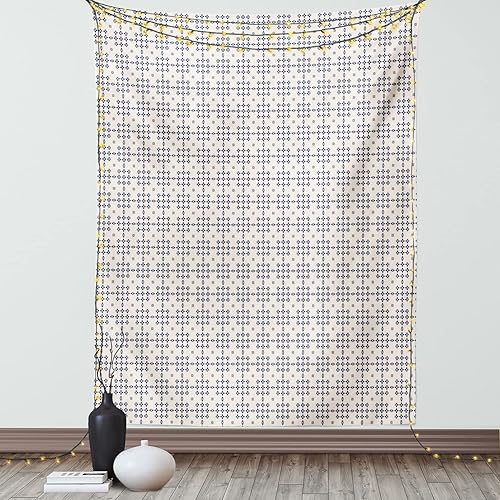 Ambesonne Navy Blue Tapestry, Lace Mesh Grid Looking Like Geometrical Ornamental Unreal Ethnic Motifs, Wall Hanging for Bedroom Living Room Dorm