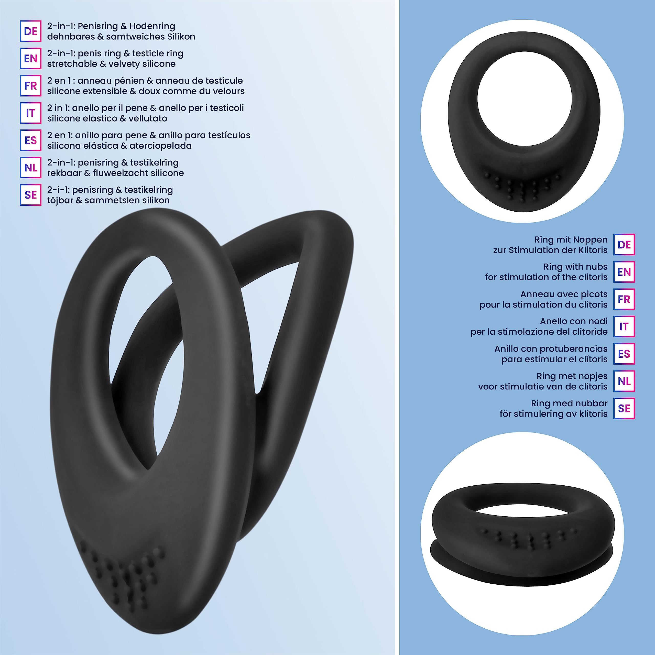 Cock Ring Silicone Con Estensore A Sfera – Anello Per Pene E Testicoli, Erezione Potenziata – Nuovo - 3