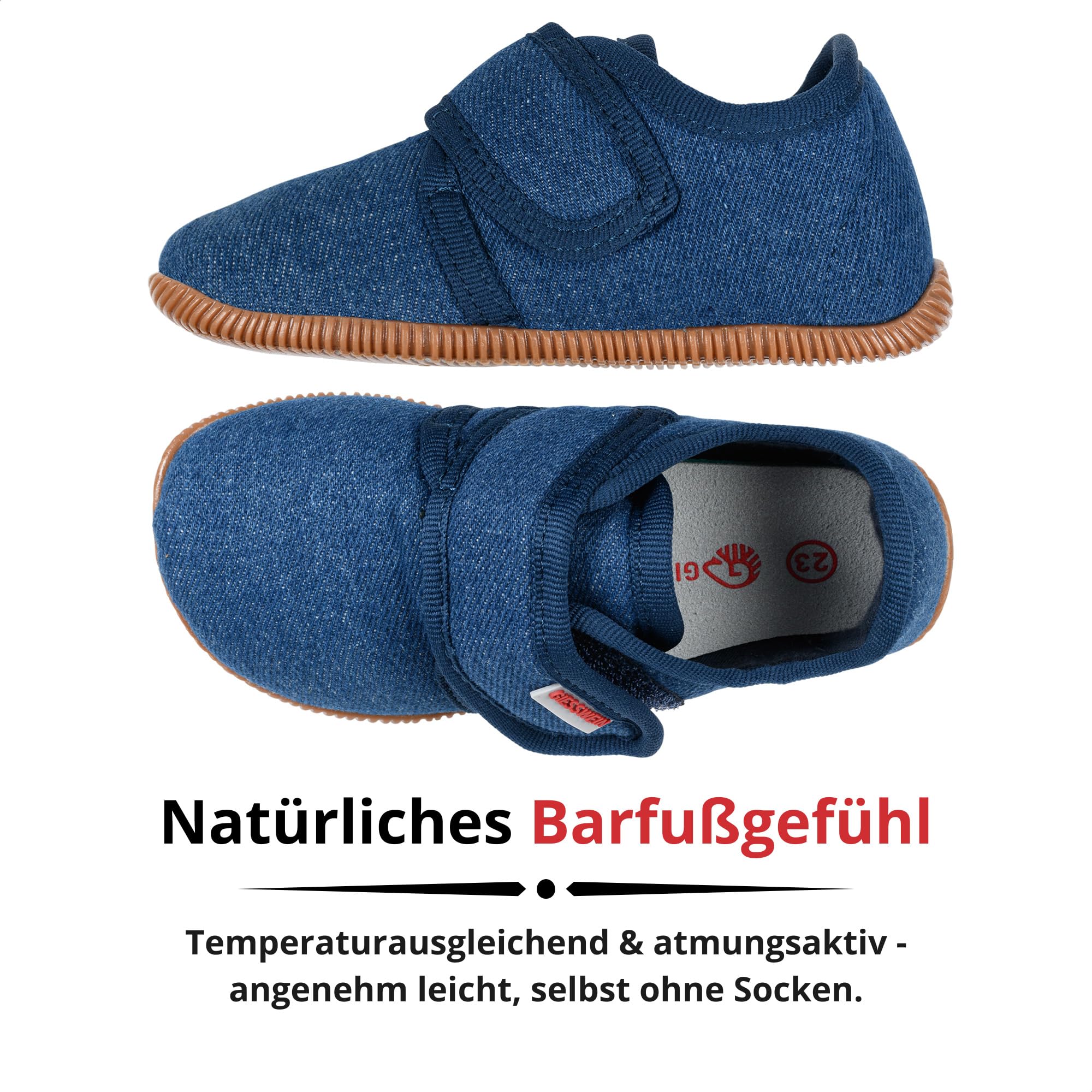 Giesswein Kinder Hausschuhe Senscheid - Slim-Fit Pantoffel, Kindergarten Schlappen, Rutschfeste Krabbel Schuhe