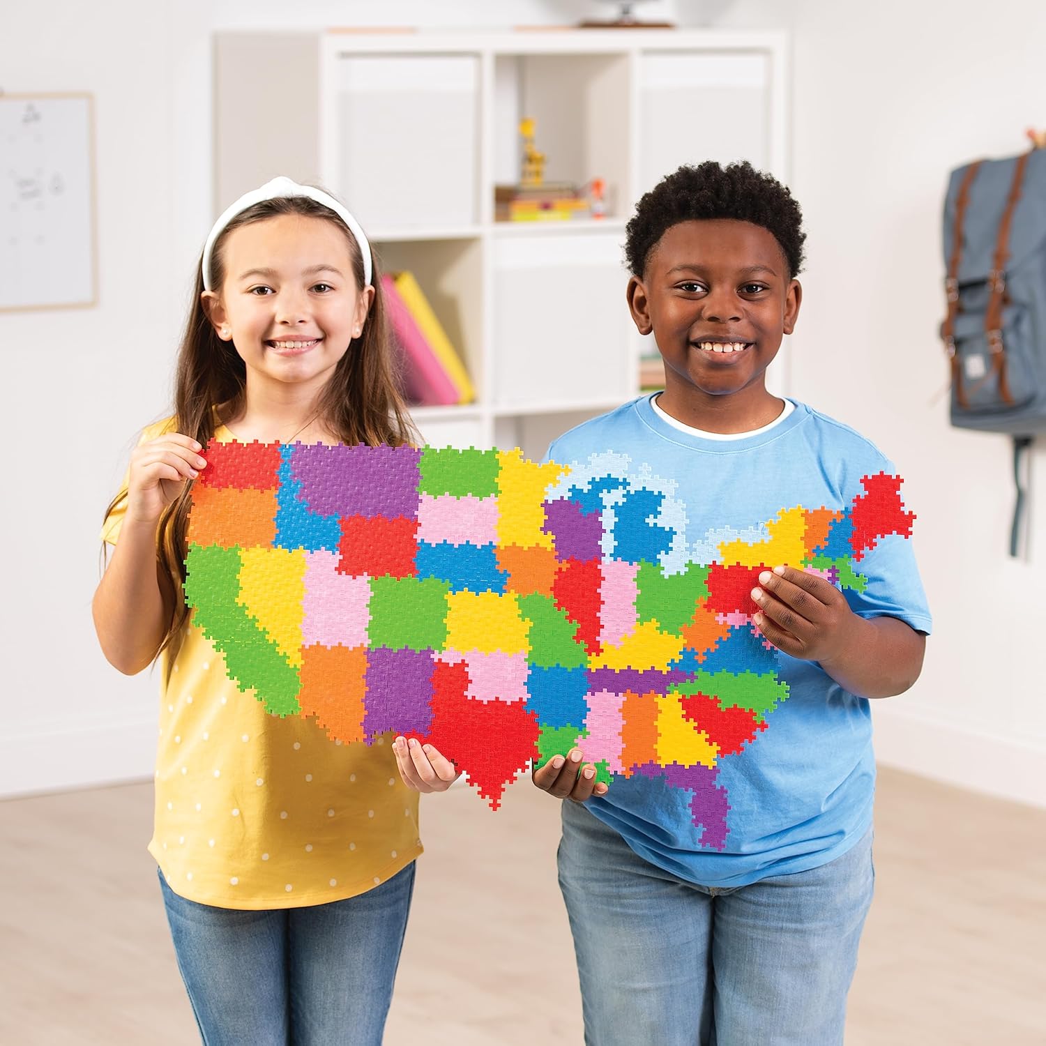PLUS PLUS - Puzzle by Number - 1,400 Piece Map of The United States - Construction Building Stem/Steam Toy, Interlocking Mini Puzzle Blocks for Kids
