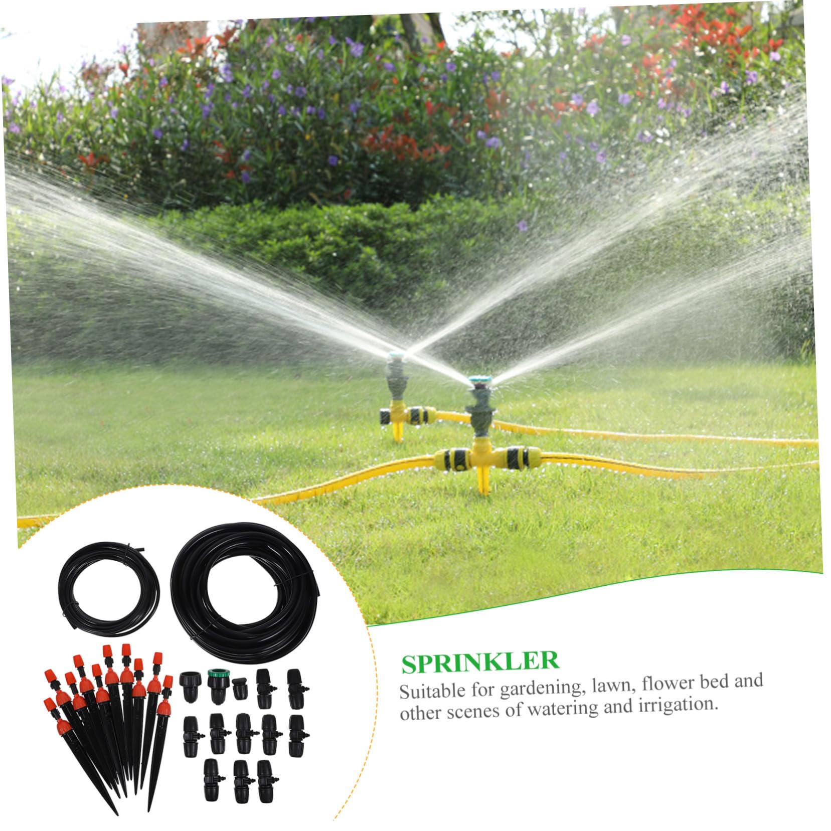Kit Completo di Irrigazione a Goccia per Prato, Piante Esterne e Orto Timer Automatico Nebulizzazione Regolabile e Attrezzature da Giardino per Balconi, Prati e Aiuole Rialzate