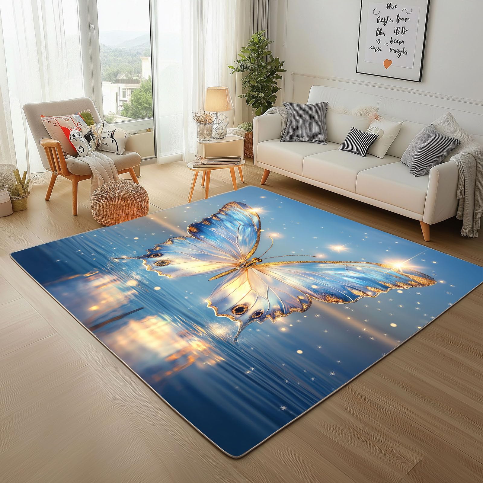 Tapis chambre d'enfant océan étoile lavable et moelleux pour des nuits douces